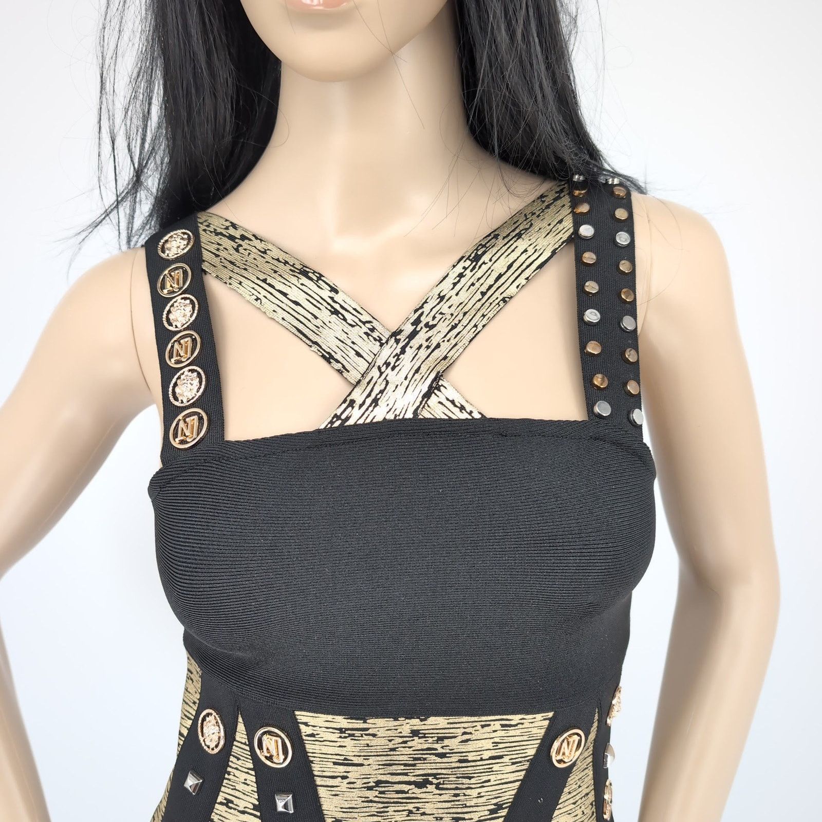 Other Barok Paris NJ Couture Black Gold NWT A Line Mini Dress Sz S Size S / US 4 / IT 40 - 3 Thumbnail