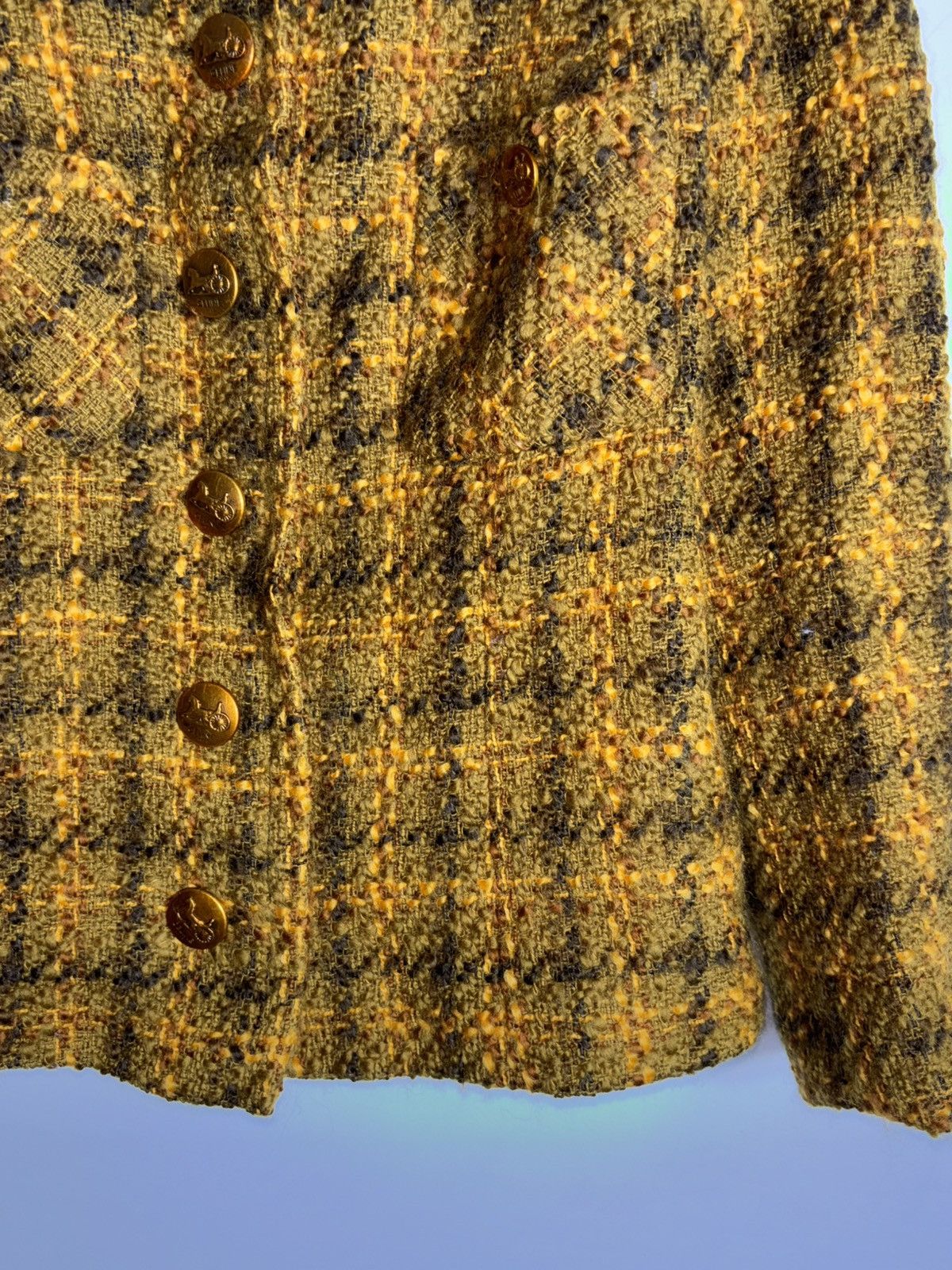 Celine × Vintage Celine Tweed Gold Buttons Blazer Size M / US 6-8 / IT 42-44 - 5 Thumbnail