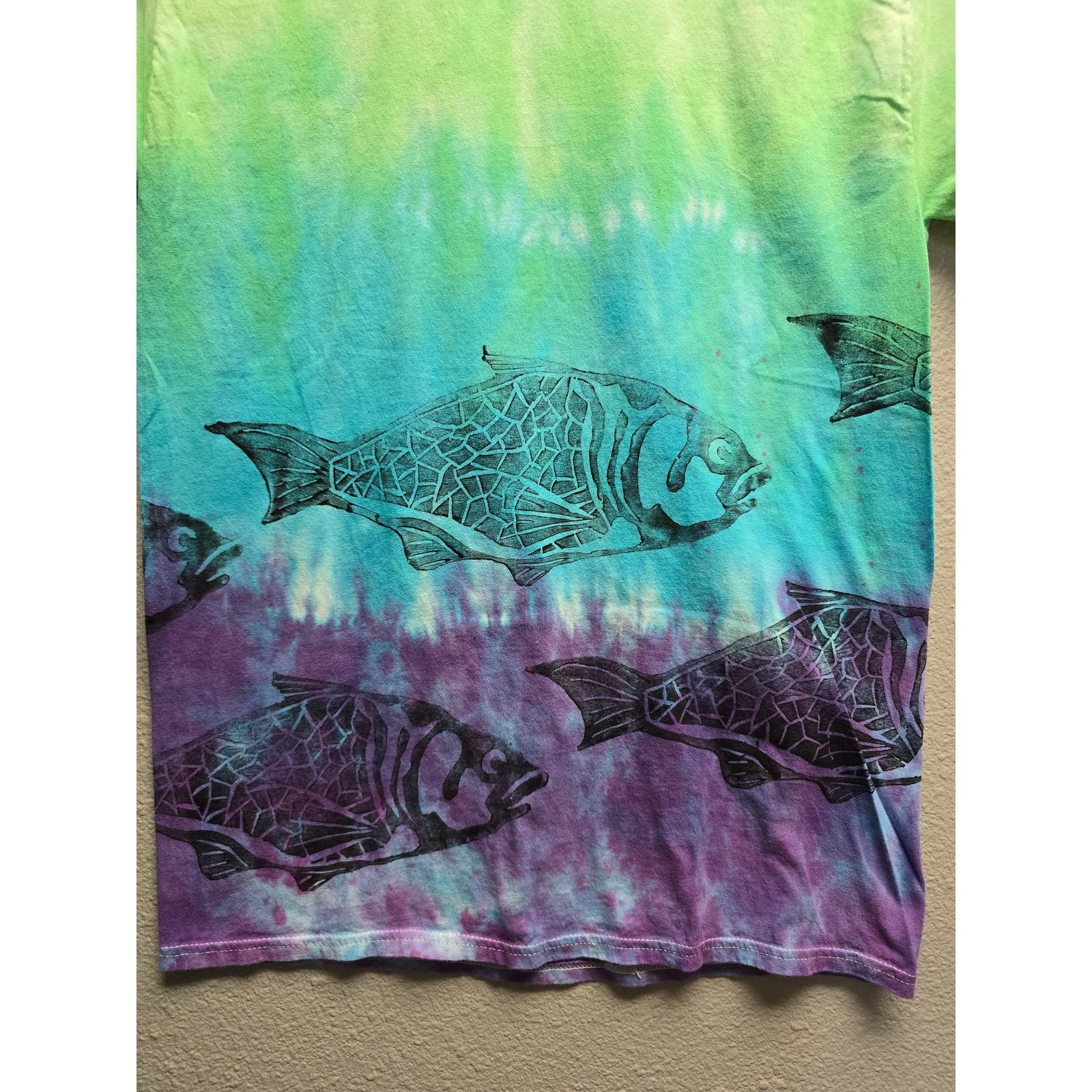 Hanes Fish Tie Dye Shirt Wrap Around Graphic Tee Hanes Colorful M Size US M / EU 48-50 / 2 - 3 Thumbnail
