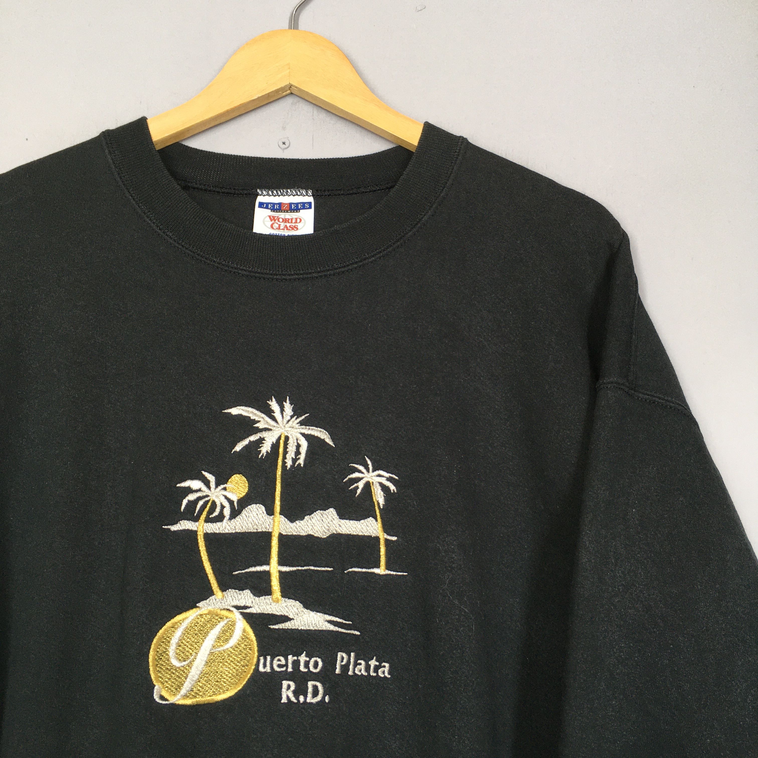 Jerzees × Vintage Vintage Puerto Plata Black Sweatshirt XLarge Size US XL / EU 56 / 4 - 2 Thumbnail