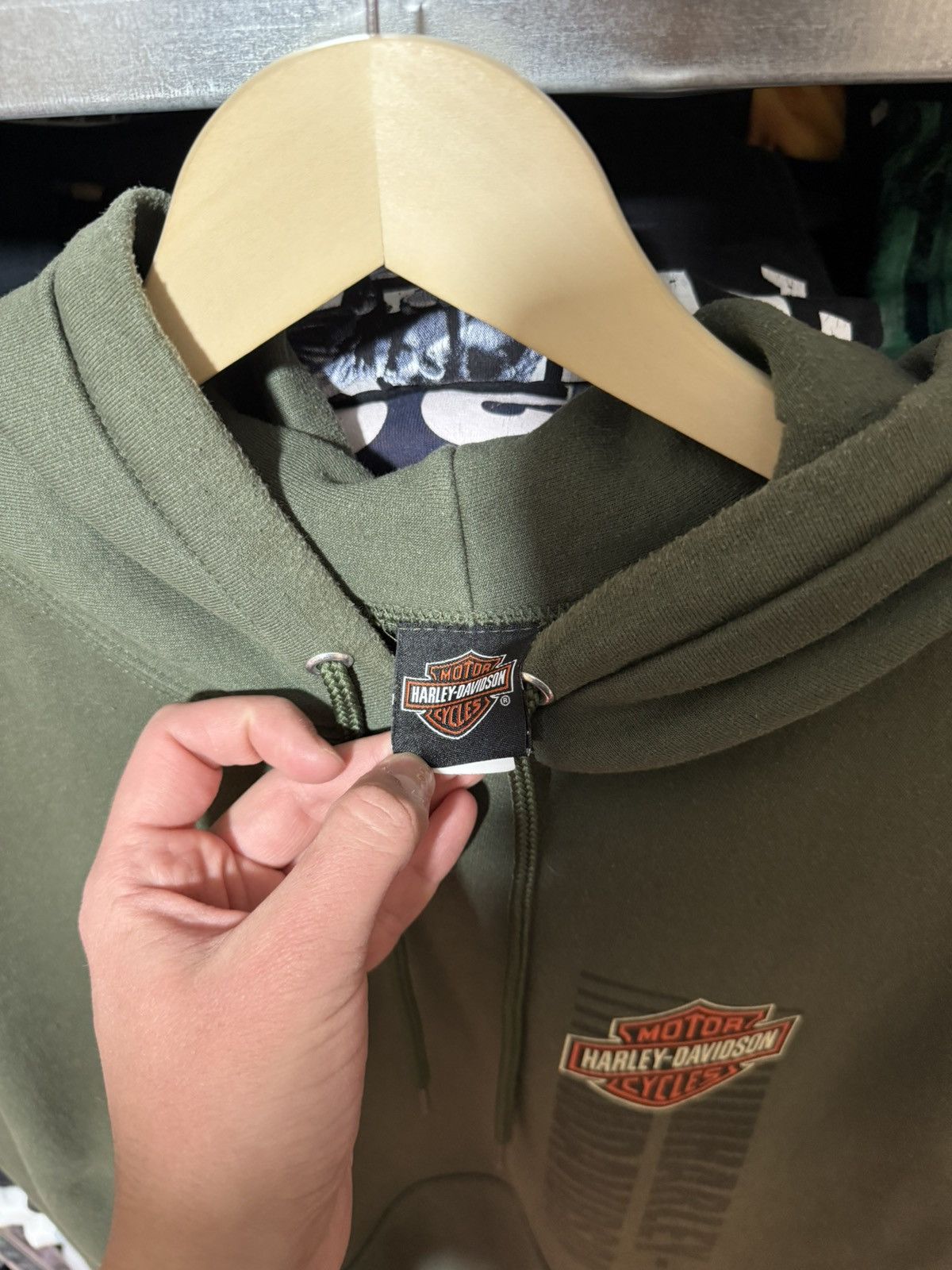 Harley Davidson Vintage 2009 Harley Davidson Aargau Bikers Khaki Hoodie Y2K Size US XXL / EU 58 / 5 - 8 Thumbnail