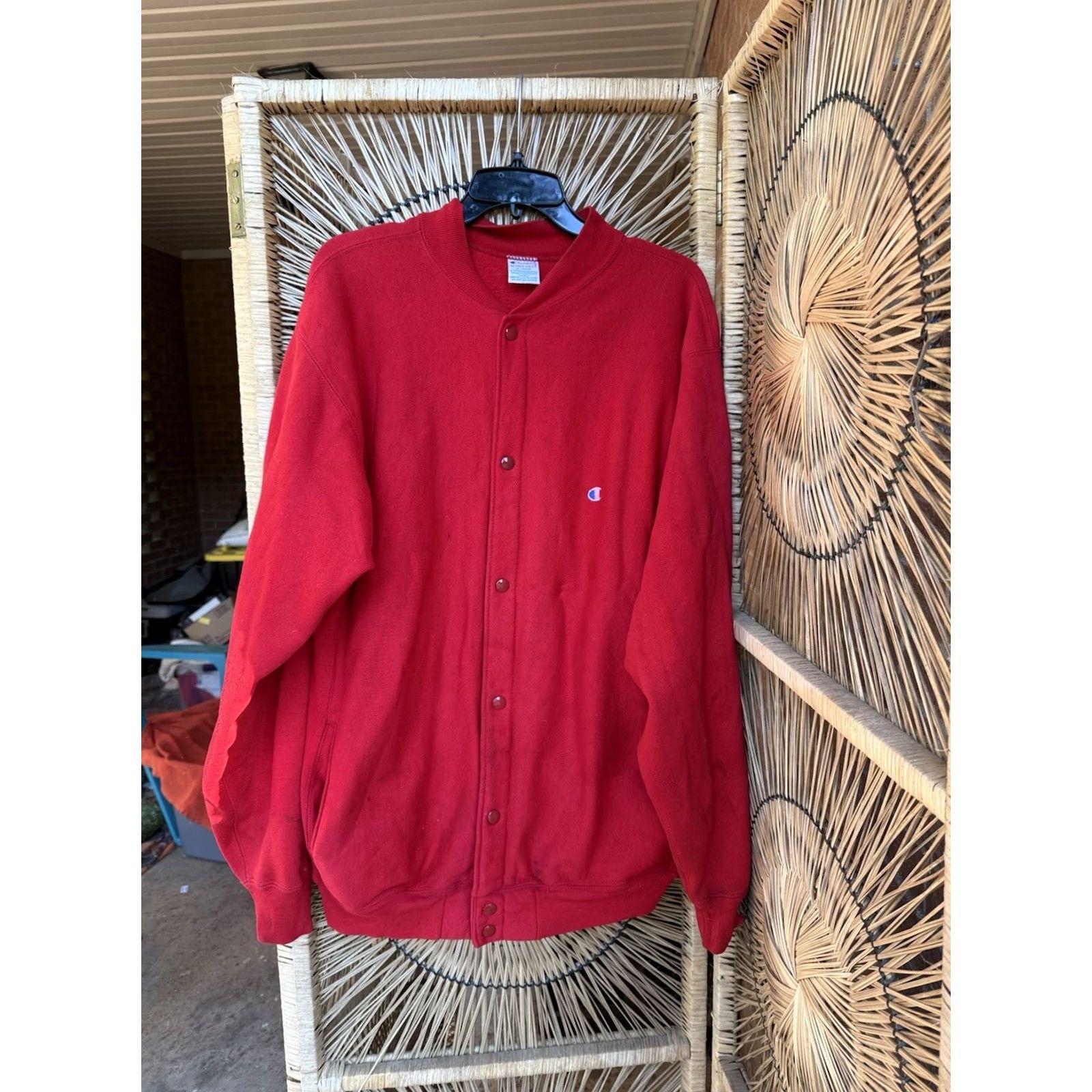 Champion VINTAGE Champion Sweatshirt Mens XL Red Reverse Weave Snap Cardigan Made USA 90s Mens Cardigan Sweatshirt Red 90s Champion Vintage Size US XL / EU 56 / 4 - 2 Thumbnail