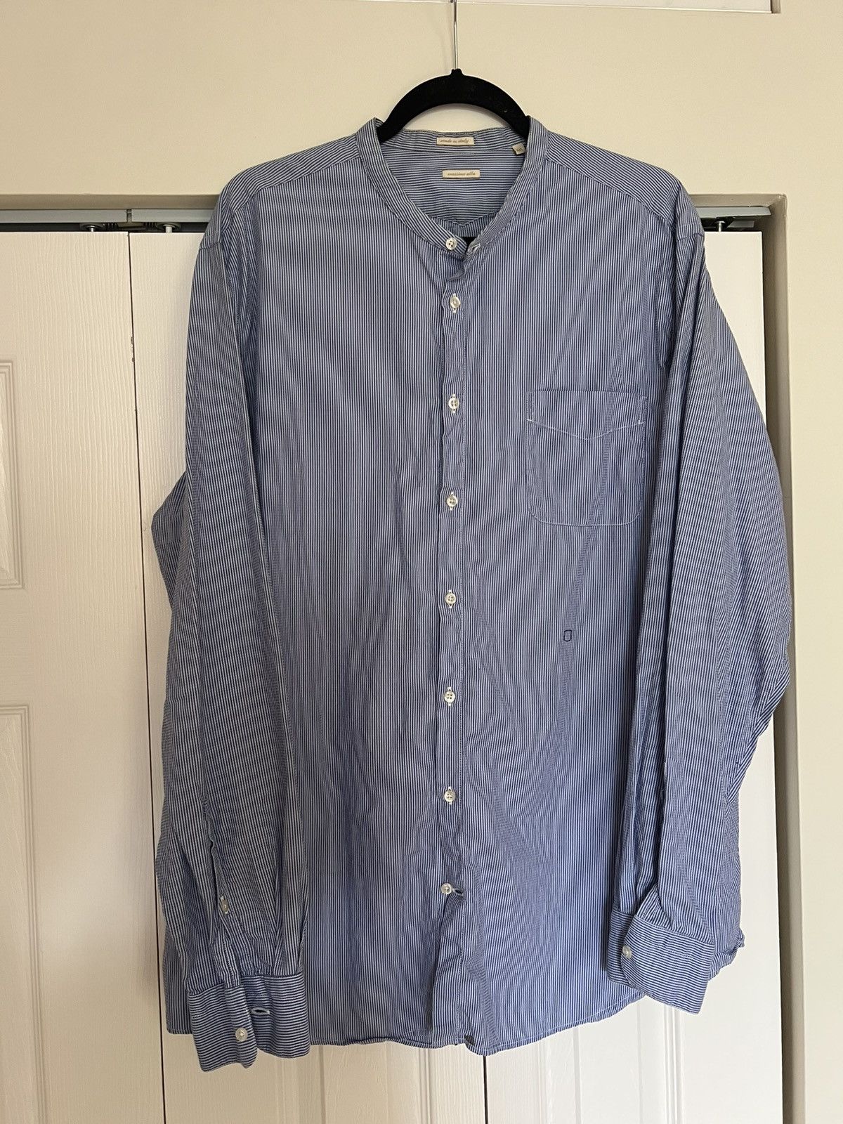 Massimo Alba Striped Band Collar Long Sleeve Button Up Size US XXL / EU 58 / 5 - 1 Thumbnail