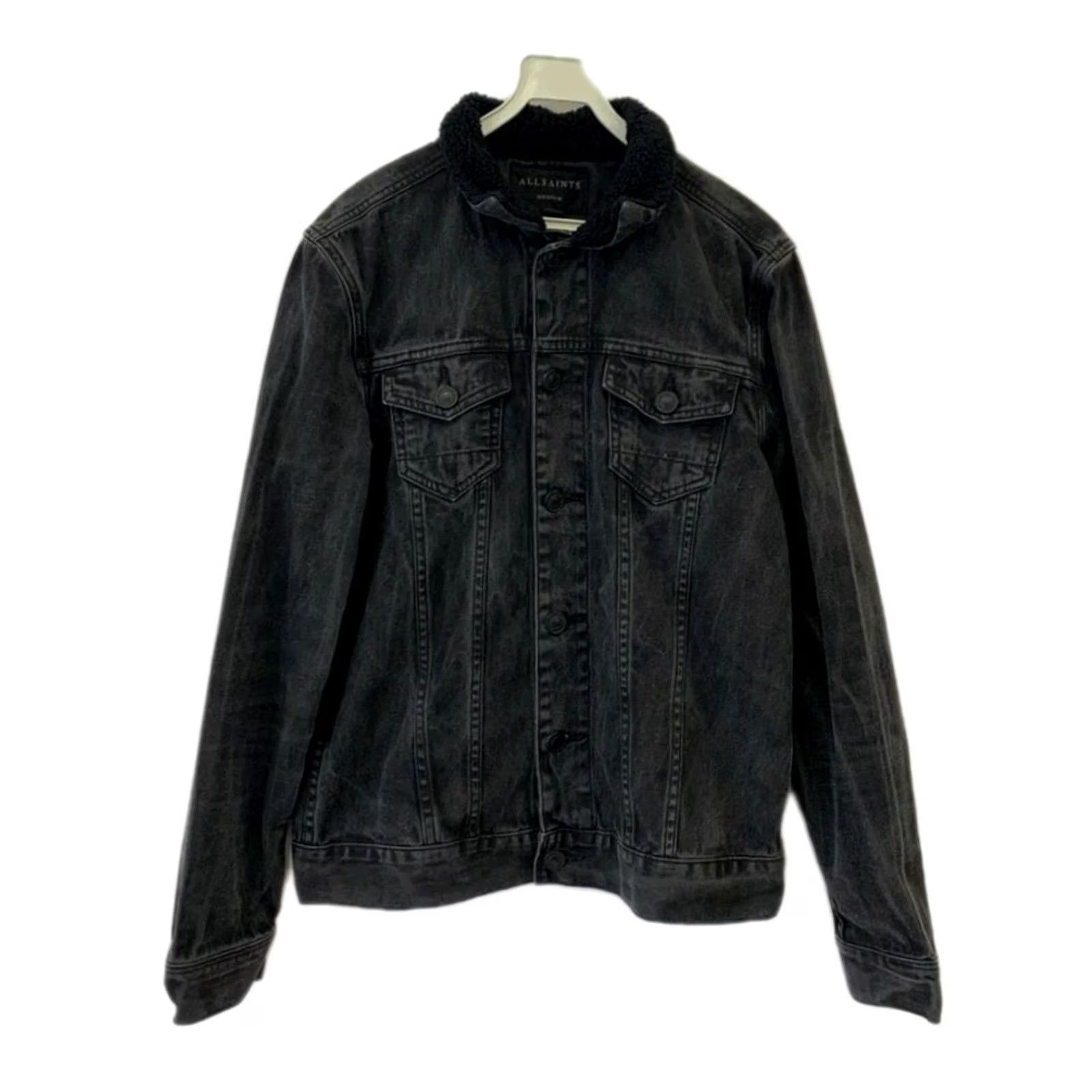 Allsaints AllSaints Denim Trucker Jacket M Gray Sherpa-Lined Jacket Mens Size US M / EU 48-50 / 2 - 2 Thumbnail