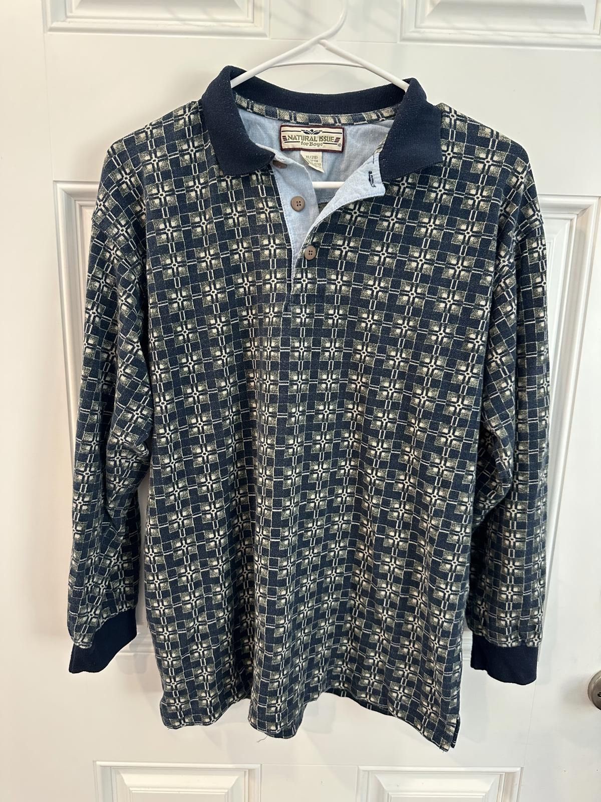 Natural Issue Natural Issue Polo Shirt Kids XL(20) Geometric Long Sleeve Size US XL / EU 56 / 4 - 1 Thumbnail