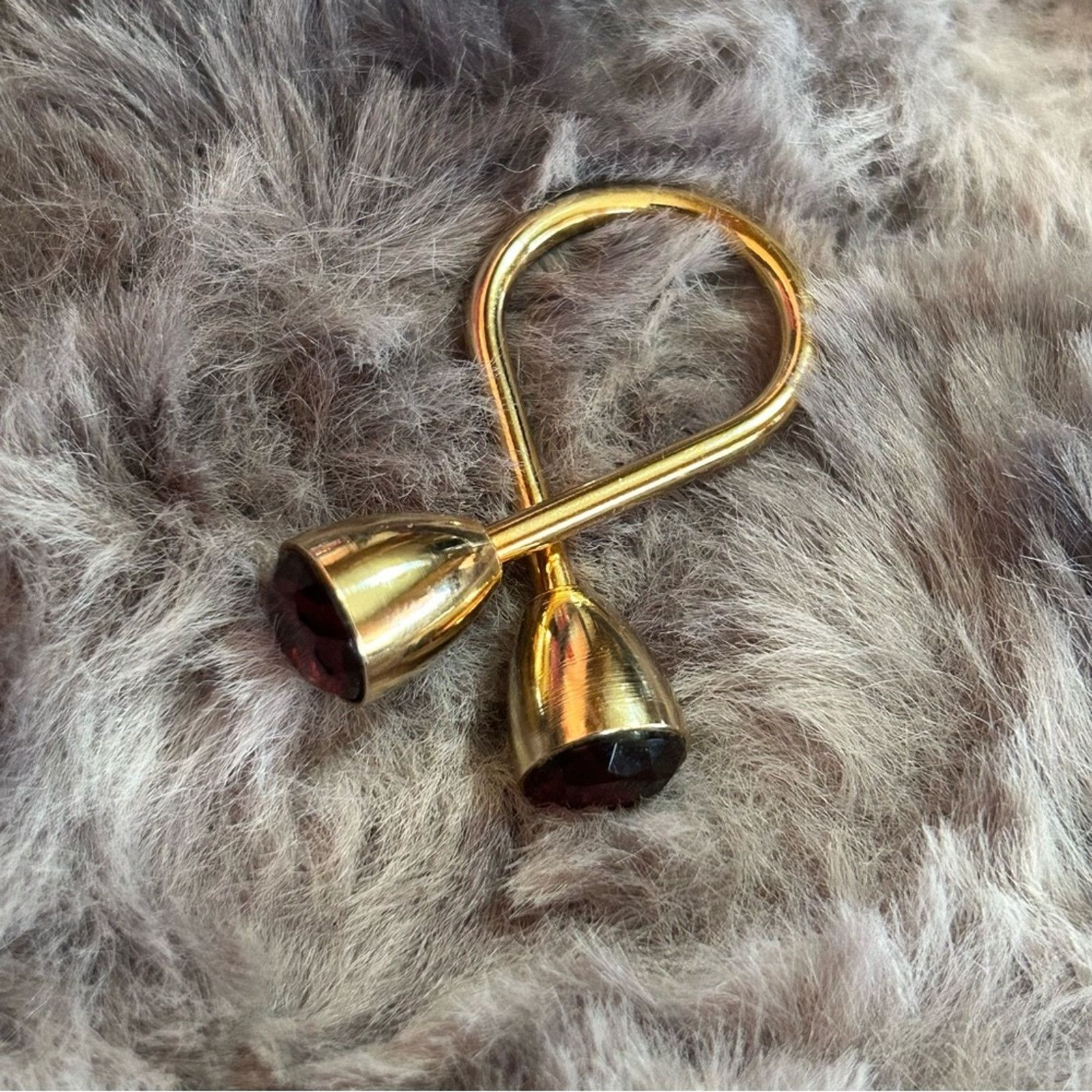 Vintage Vintage 70s faceted purple glass stone gold plated key fob Size ONE SIZE - 9 Thumbnail