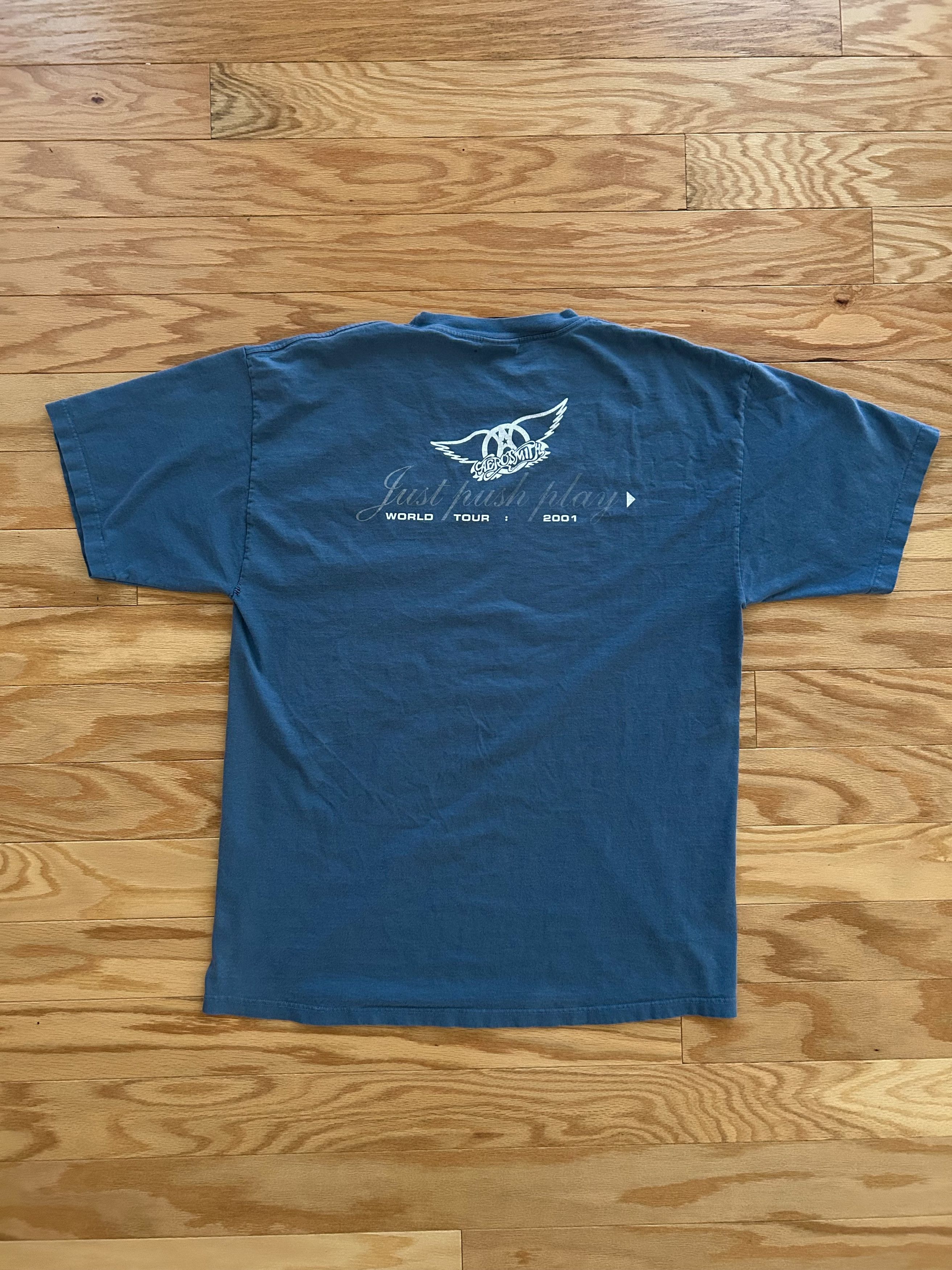 Vintage Aerosmith Just Push Play World Tour 2001 Tee Size US XL / EU 56 / 4 - 2 Thumbnail