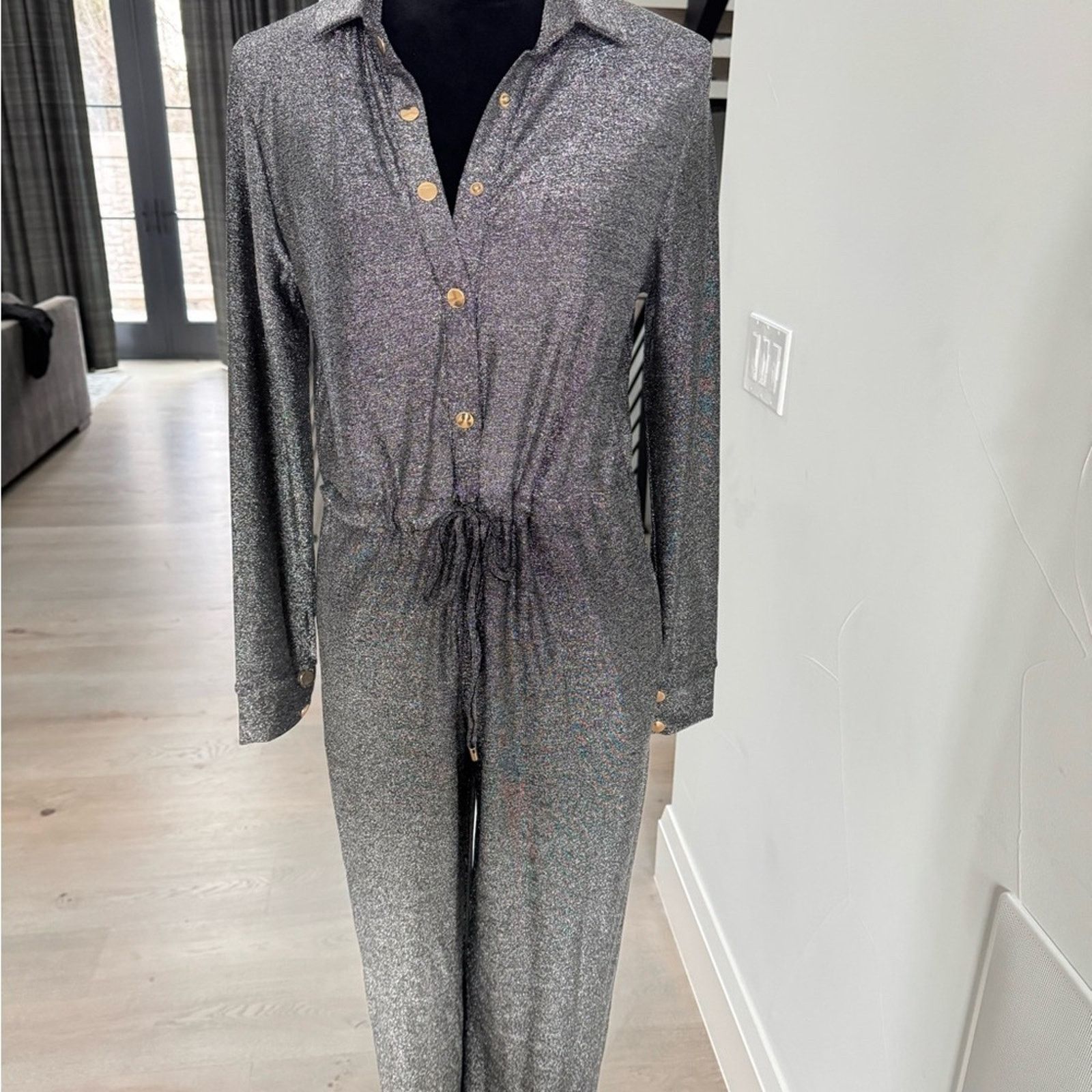 New Elegant Lurex Silver Shimmery Jumpsuit size S