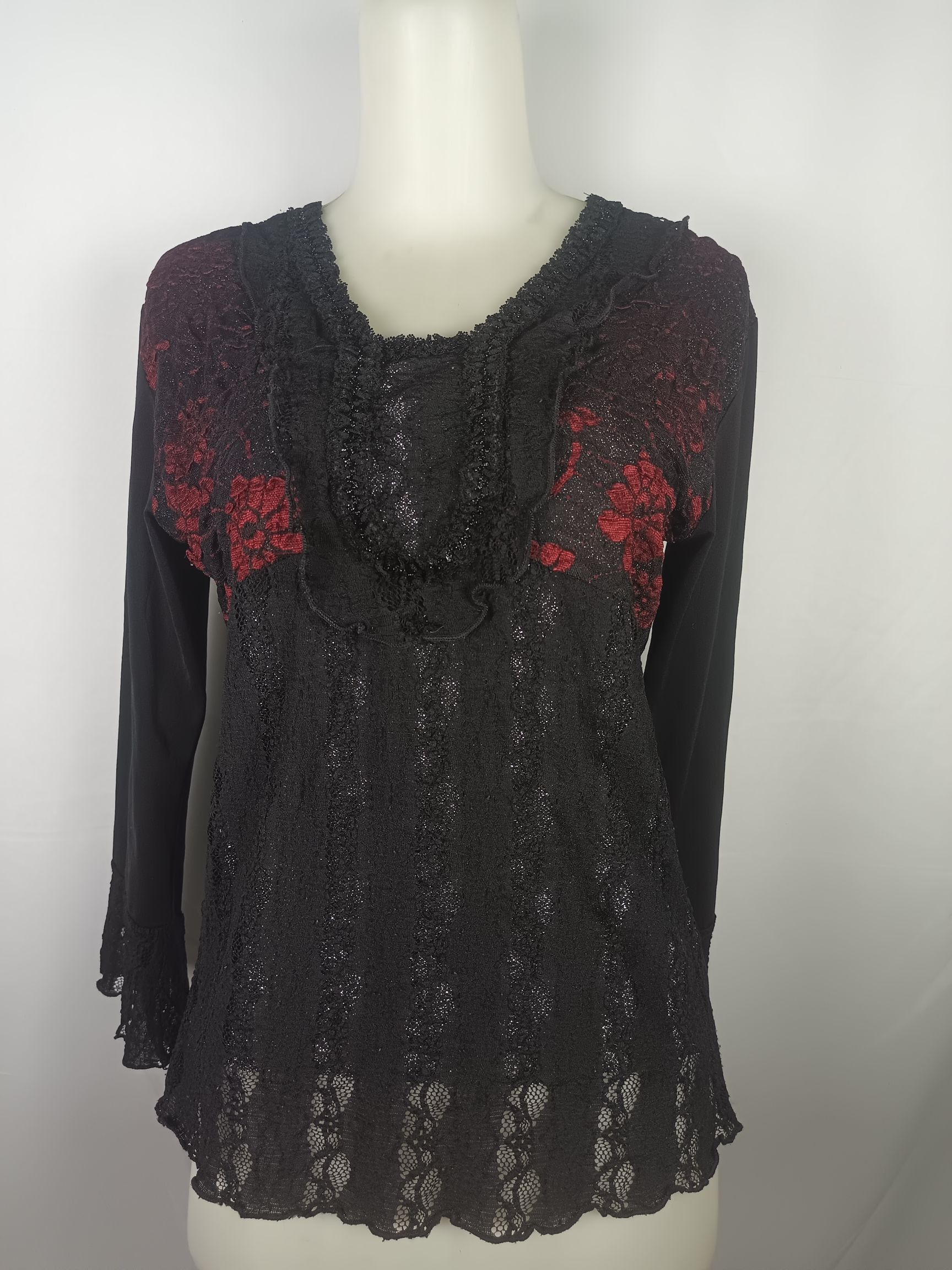 Japanese Brand × Vintage Women's Black Lace Blouse Size M / US 6-8 / IT 42-44 - 1 Thumbnail