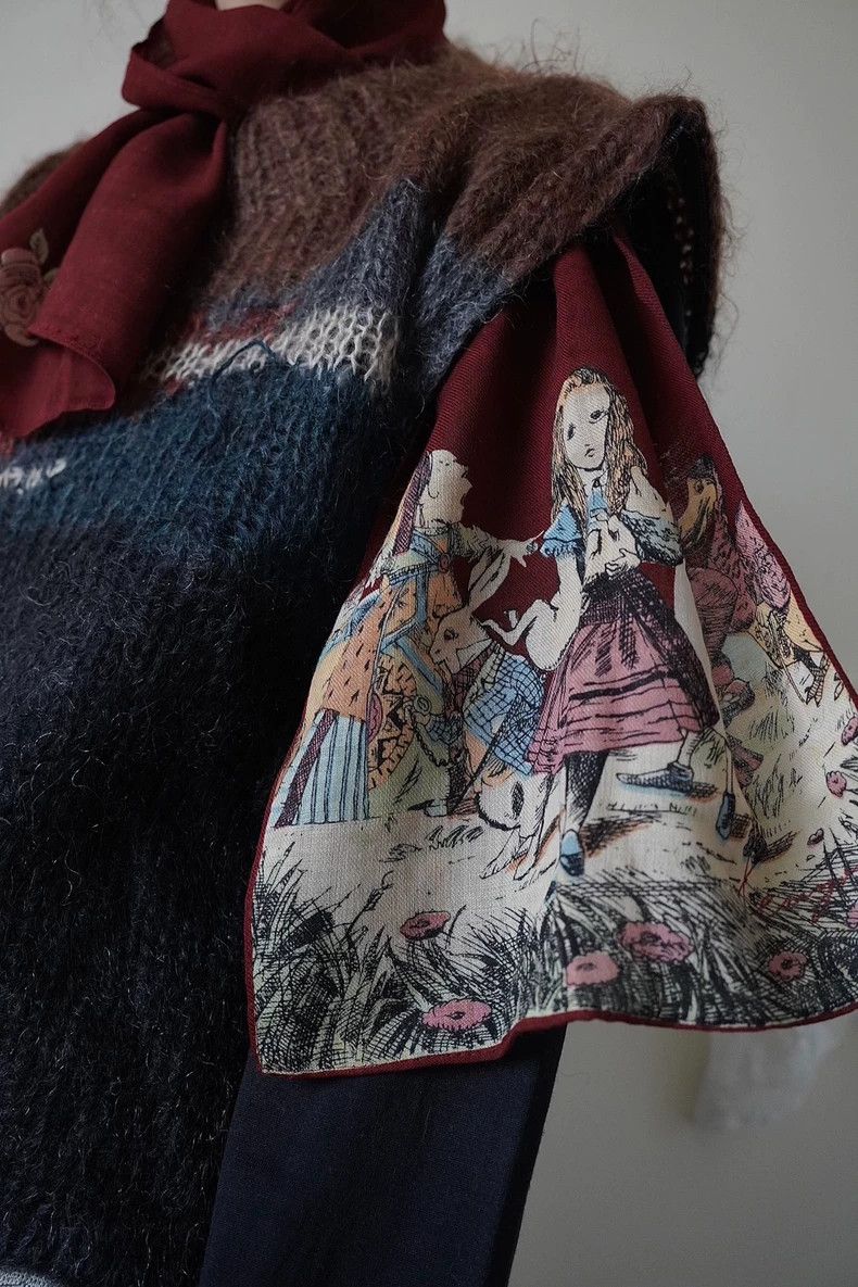 Kenzo KENZO Alice in Wonderland thin wool scarf Size ONE SIZE - 1 Thumbnail