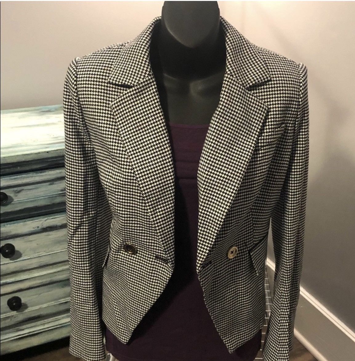 Rachel Zoe RACHEL Zoe Houndstooth Blazer Size XS / US 0-2 / IT 36-38 - 3 Thumbnail