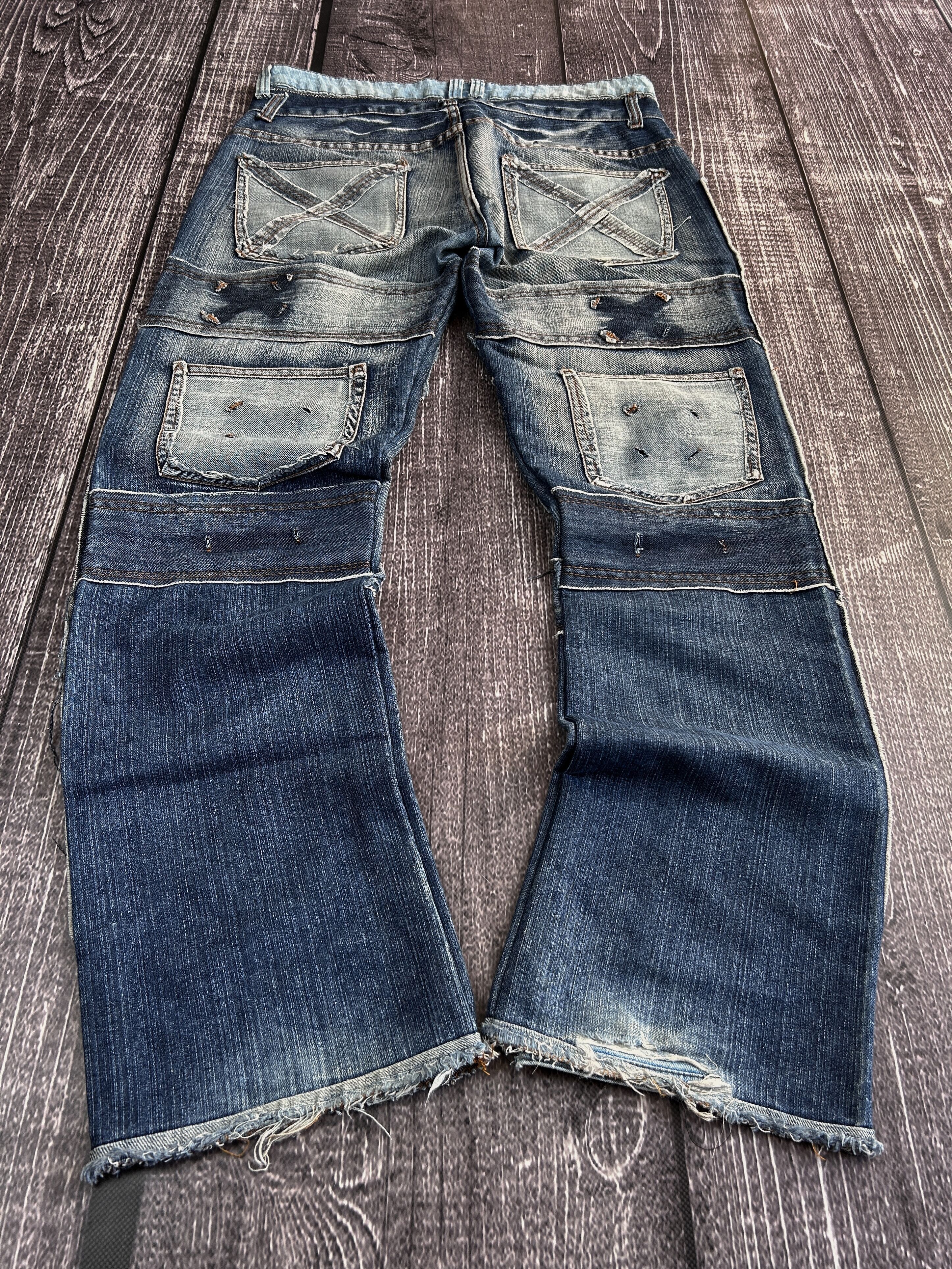 Japanese Brand Vintage Patchwork Distressed Denim Jeans Y2K Grunge Style Size US 34 / EU 50 - 7 Thumbnail