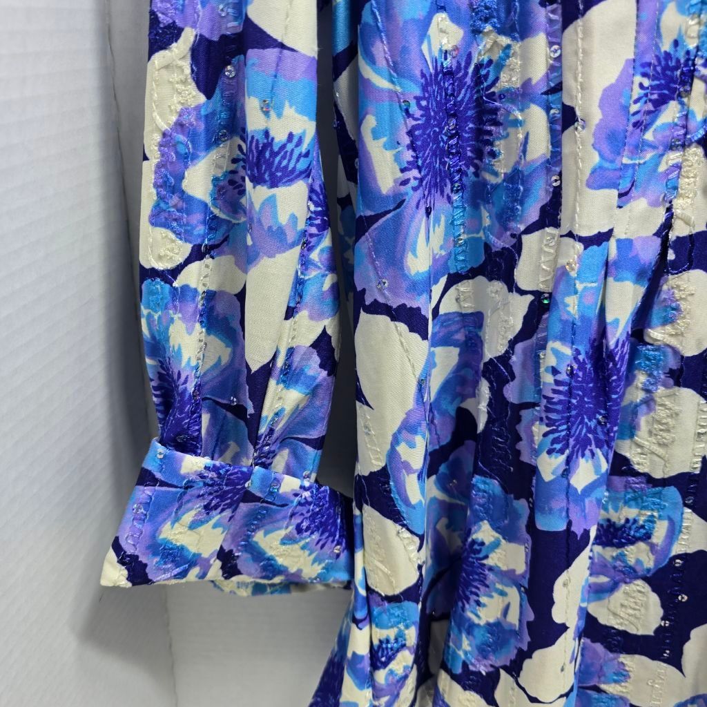 The Unbranded Brand Women's ava & grace Blue & White Floral Tunic Top S Size S / US 4 / IT 40 - 2 Thumbnail