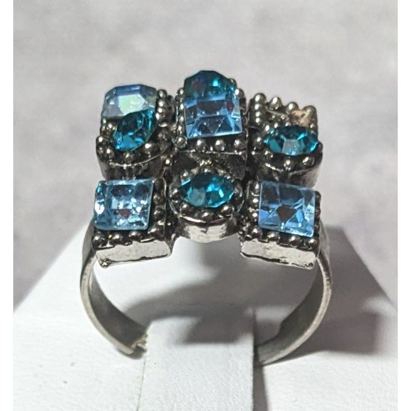 Other Vintage Blue And Silver Tone Signed Adjustable Statement Rin Size ONE SIZE - 3 Thumbnail