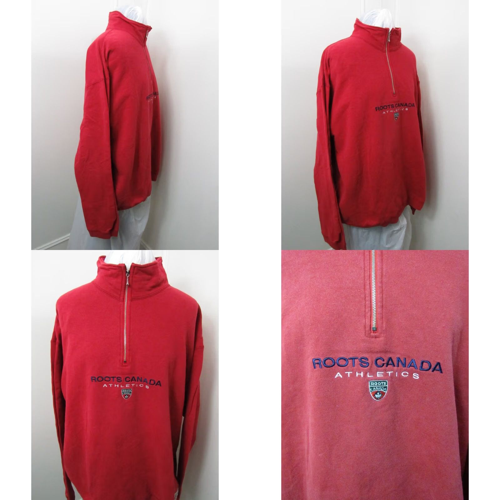 Roots VINTAGE Roots Canada Red Fleece Pullover Sweater Med L/XL 1/4 Zip Heavy Sweatshirt Size US XL / EU 56 / 4 - 8 Thumbnail