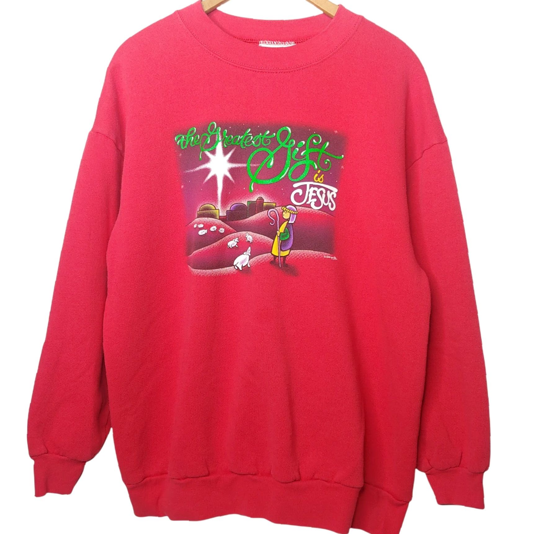 Lee VINTAGE Lee Sweatshirt Christmas Gift JESUS Red L Men Size US L / EU 52-54 / 3 - 2 Thumbnail