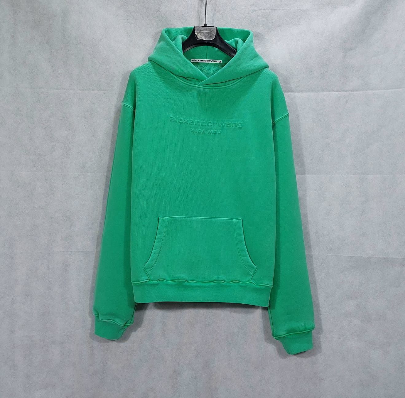 image of Alexander Wang Emboss Logo Hoodie in Kelly Green, Men's (Size XL)