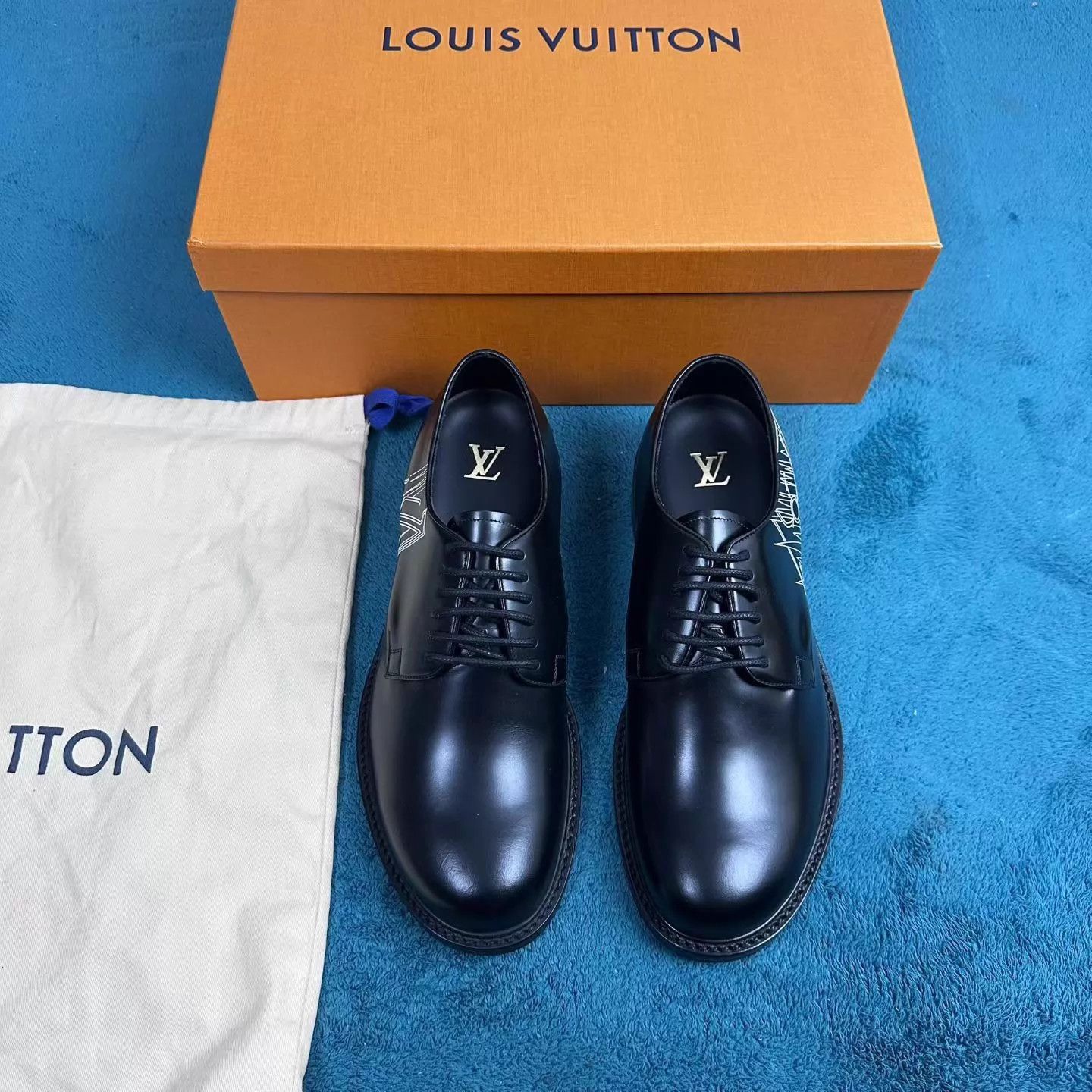 Louis Vuitton LV Voltaire ECG Graffiti Leather Shoes Black Size US 8.5 / EU 41-42 - 1 Thumbnail