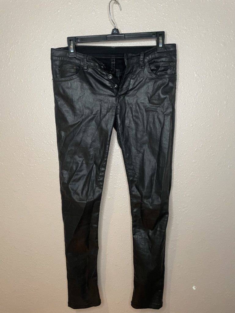 image of Rick Owens Drkshdw Rick Owens Waxed Detroit Cut Denim in Black, Men's (Size 26)