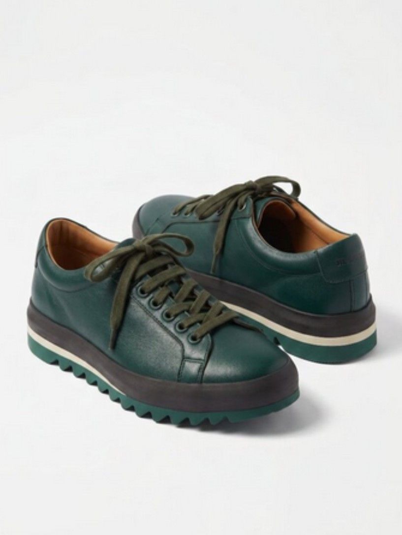 Jil Sander Jil Sander Forest Green Leather Platform Sneakers EU 41 Size US 8 / EU 41 - 1 Thumbnail