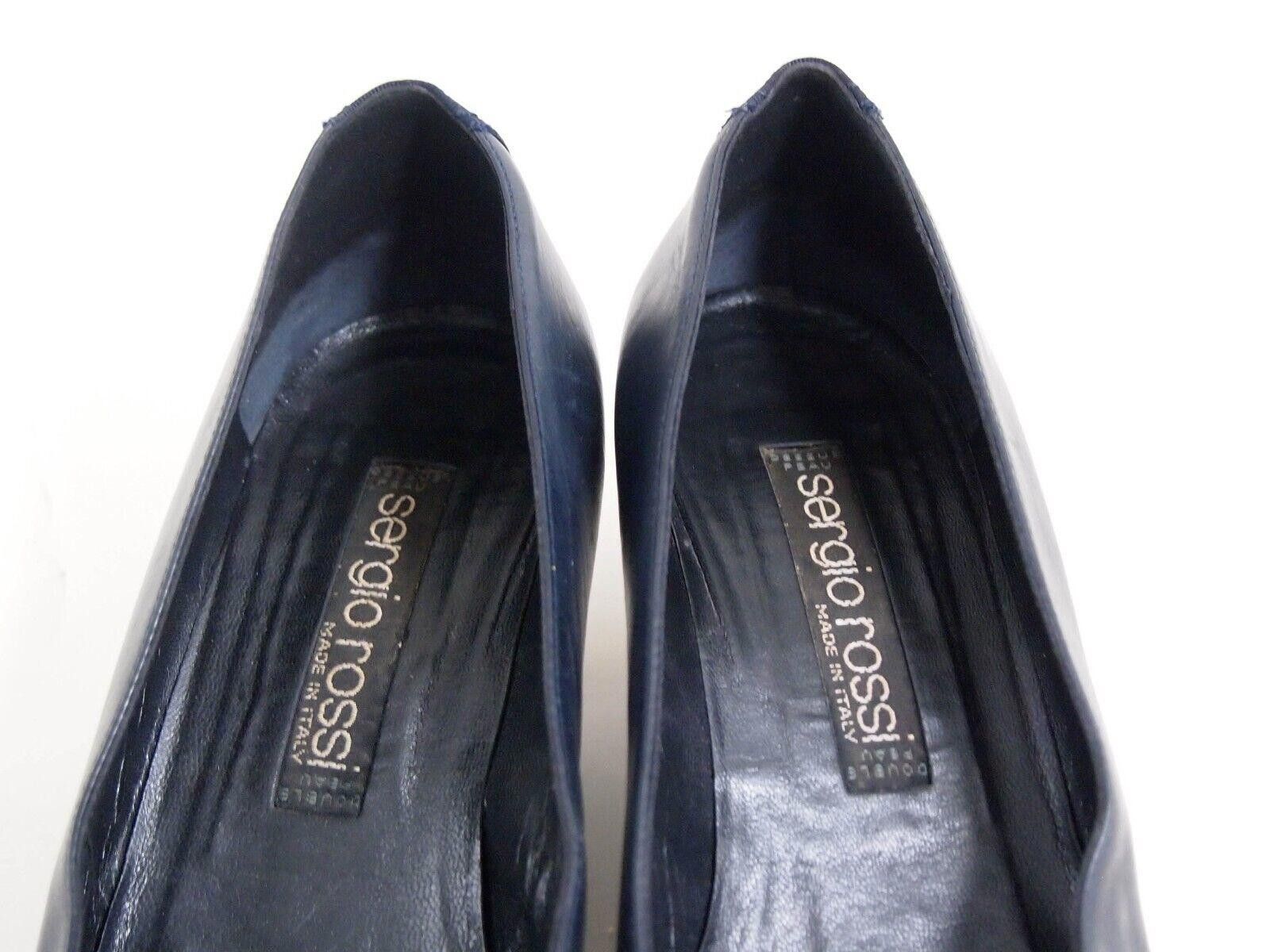 Sergio Rossi Sergio Rossi Mid Heel Pumps Blue Leather Fabric US 9 EU 39 Size US 9 / IT 39 - 3 Thumbnail
