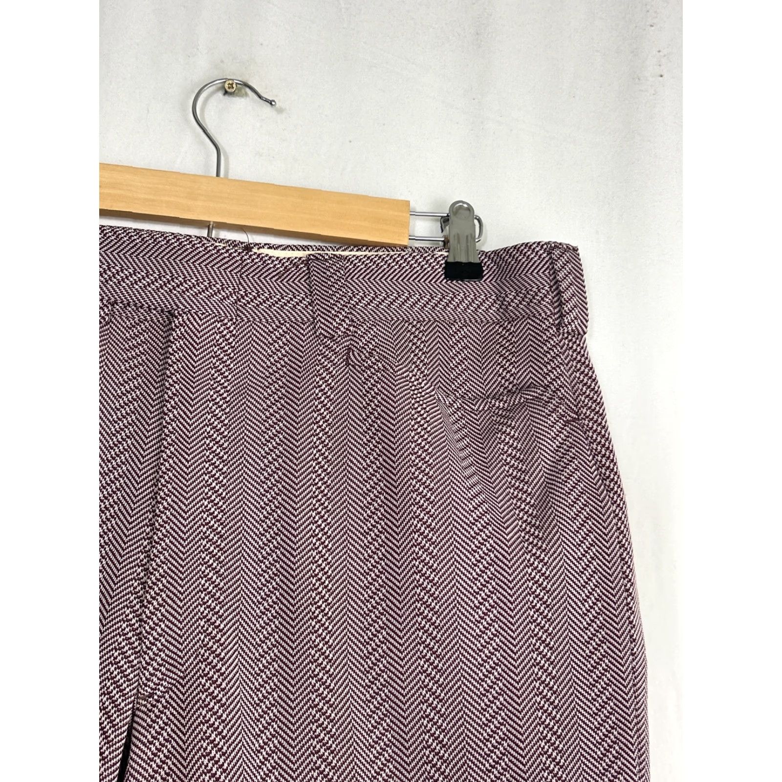 Armani VINTAGE Marman Pants 34x30 Mens/Unisex Polyester Herringbone Maroon White 60s 1960s Size US 34 / EU 50 - 5 Thumbnail