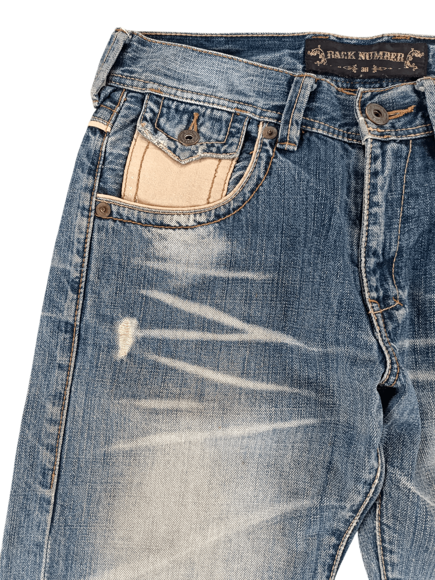 Japanese Brand 💥Flare💥90s Back Number Distress Ripped Jeans Faded Size US 32 / EU 48 - 8 Thumbnail