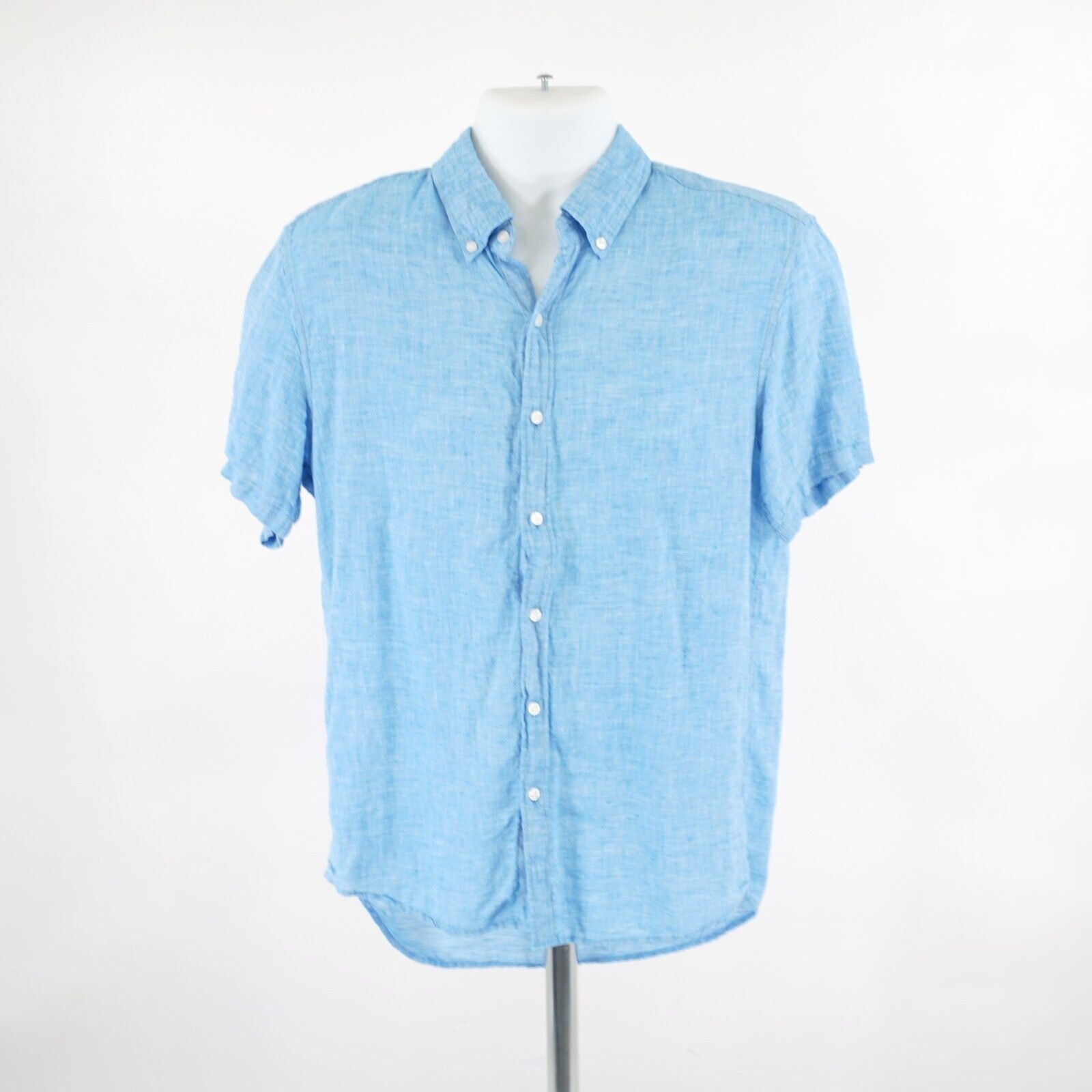 Michael Kors Michael Kors 100% Linen Slim Fit Blue Short Sleeve Medium Bu Size US M / EU 48-50 / 2 - 3 Thumbnail