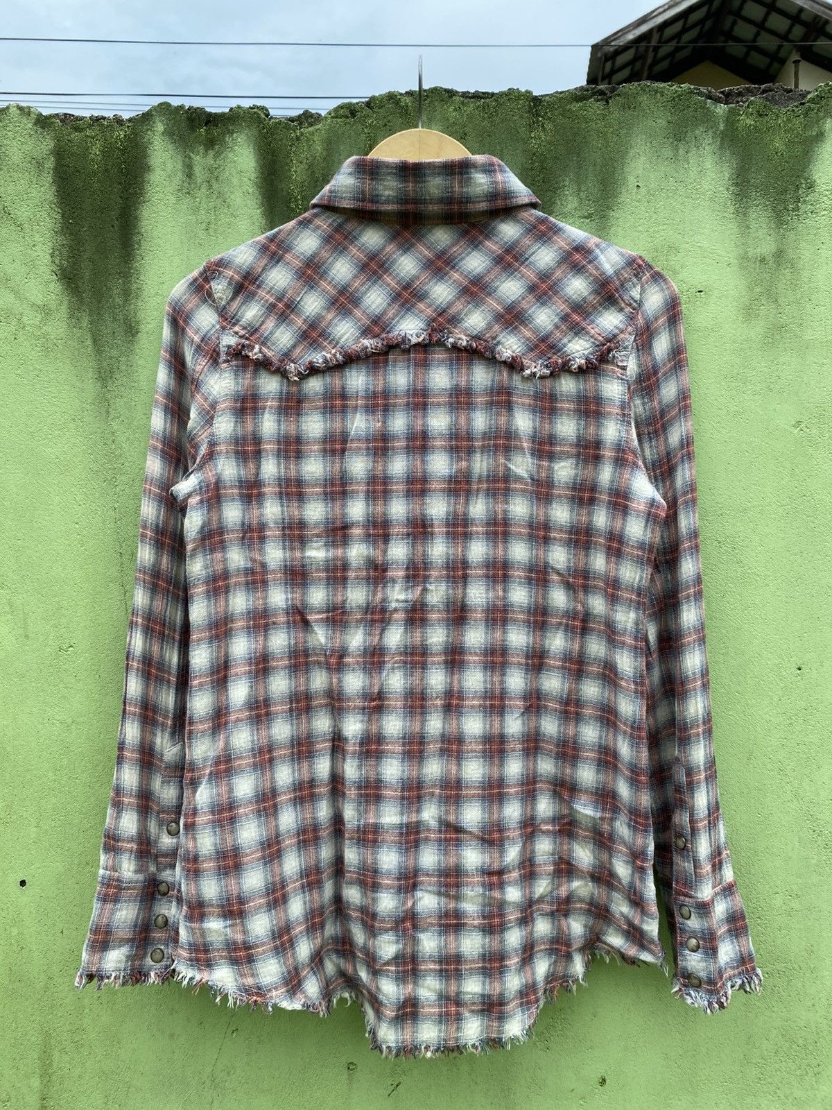 GOA GOA Vintage Distressed Plaid Western Raw Hem Grunge Fade Size ONE SIZE - 8 Thumbnail
