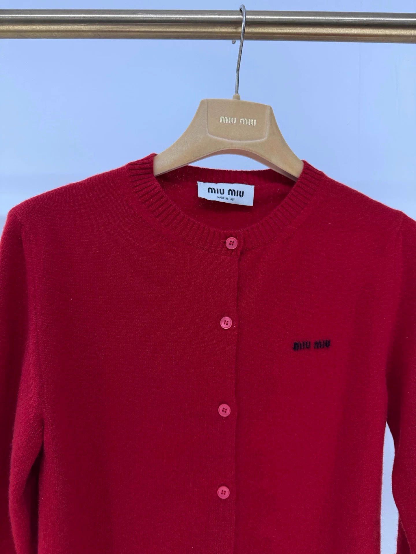 Miu Miu MIU MIU Red Letter Cashmere Cardigan - New w/ Tags - Size 36 Size XS / US 0-2 / IT 36-38 - 3 Thumbnail