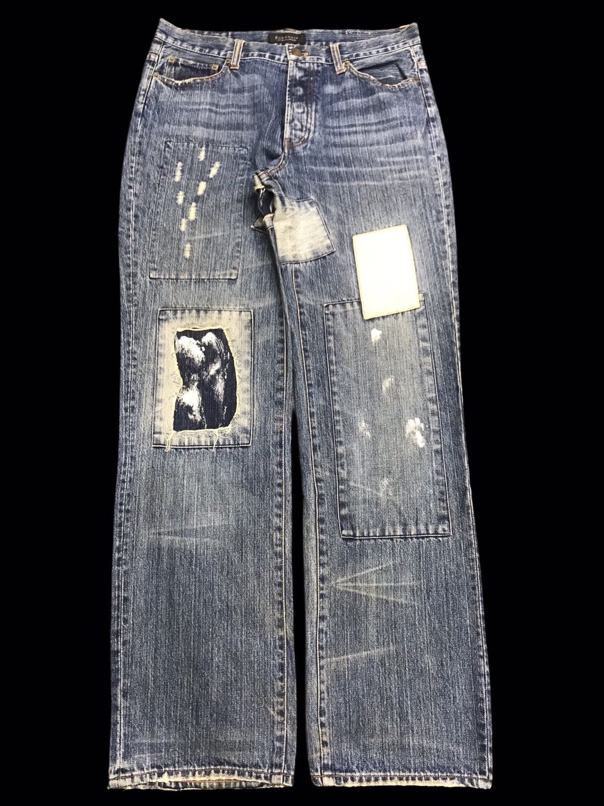 Designer 💥DENIM ART💥ZEROSAIL Japan Distressed Patchwork Denim F176 Size US 34 / EU 50 - 1 Thumbnail