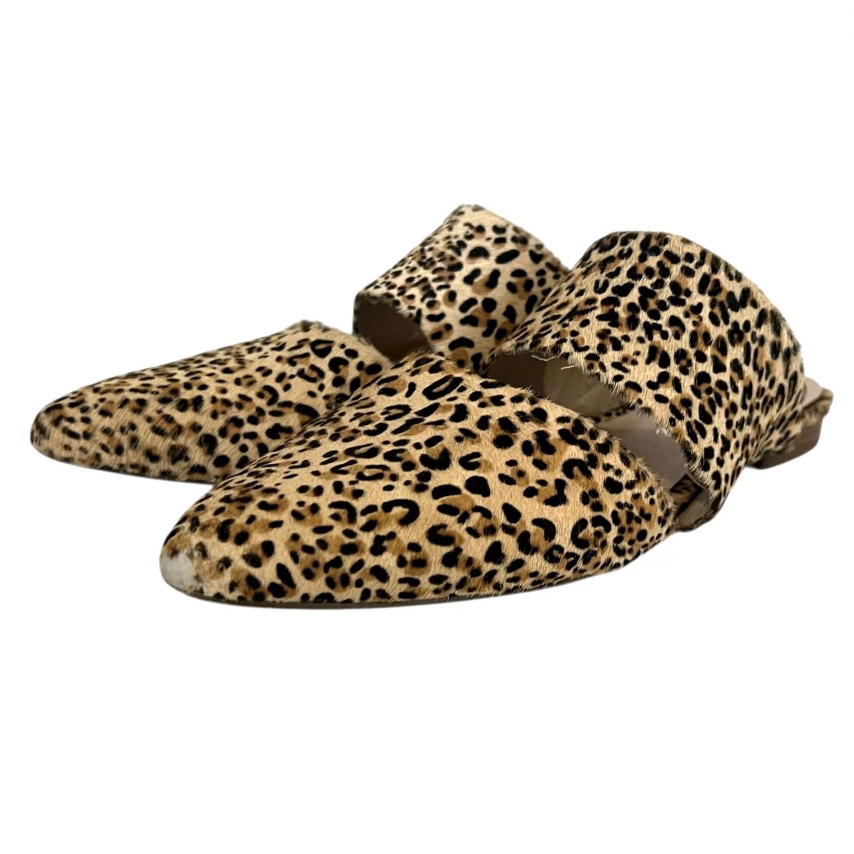 Matisse Matisse Flats Mules Animal Print Fur Dyed Cow Leather Slides Pointed Toe 8.5 Tan Women Slip On Flat Size US 9 / IT 39 - 3 Thumbnail