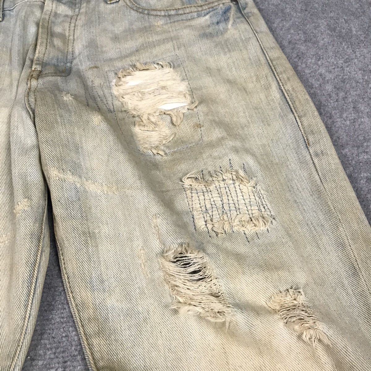 14th Addiction × If Six Was Nine × Le Grande Bleu (L.G.B.) FLARE💀RIPPED DISTRESSED LIGHT RUSTY LGB STYLE DENIM PANTS Size US 32 / EU 48 - 7 Thumbnail