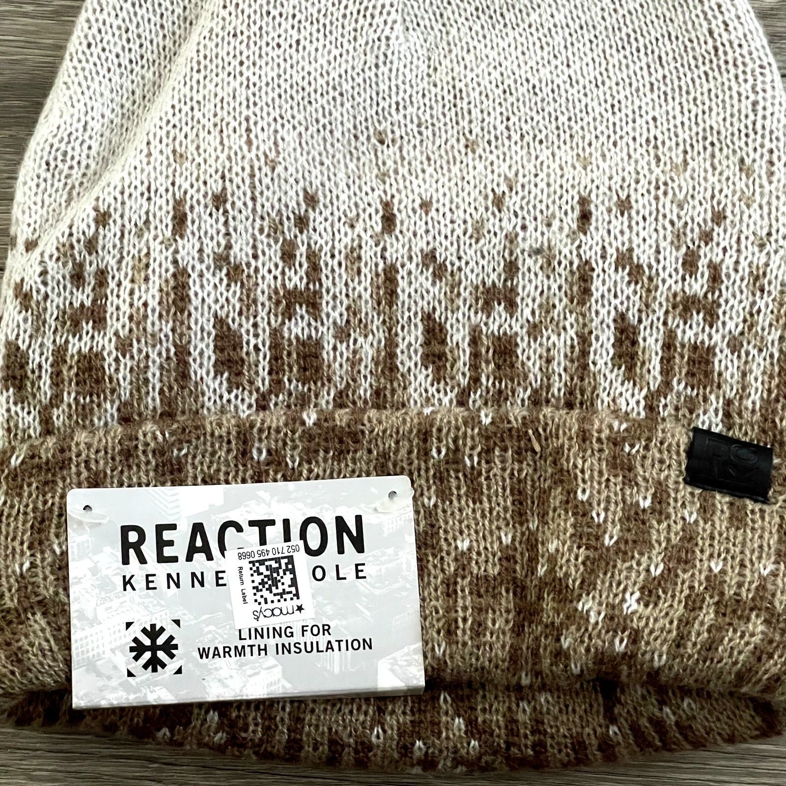 Kenneth Cole Reaction Kenneth Cole Ombre Intarsia Knit Beanie Khaki OS Size ONE SIZE - 5 Thumbnail