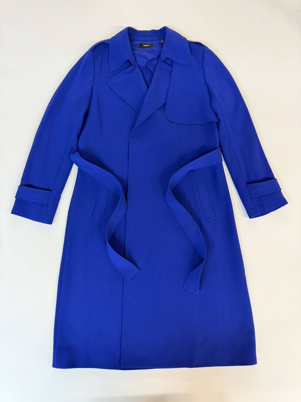 Theory Theory "Oaklane" Trench Coat in Admiral Crepe-Cobalt Blue-L Size L / US 10 / IT 46 - 11 Thumbnail