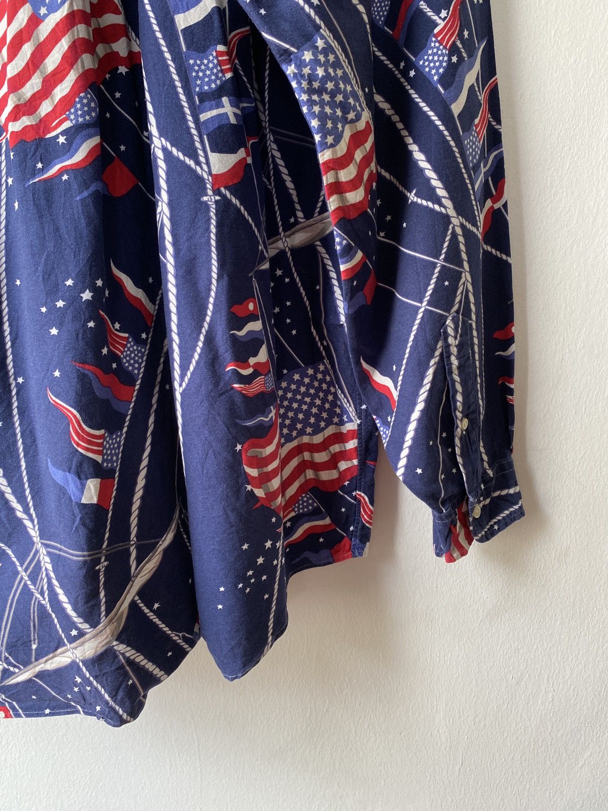 Polo Ralph Lauren × Ralph Lauren × Vintage Vintage Ralph Lauren American Flag Fullprint Button Up Shirt Size US XXL / EU 58 / 5 - 9 Thumbnail