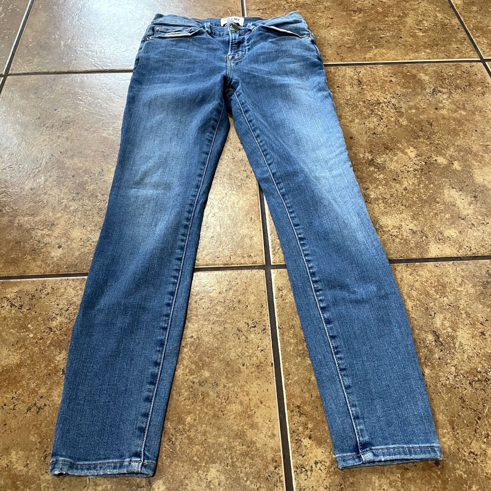 Frame VINTAGE FRAME Denim Jeans Womens 26 Blue Distressed Le Skinny de Jeanne Crop Slim 5-Pocket Womens Jeans Size 26" / US 2 / IT 38 - 2 Thumbnail