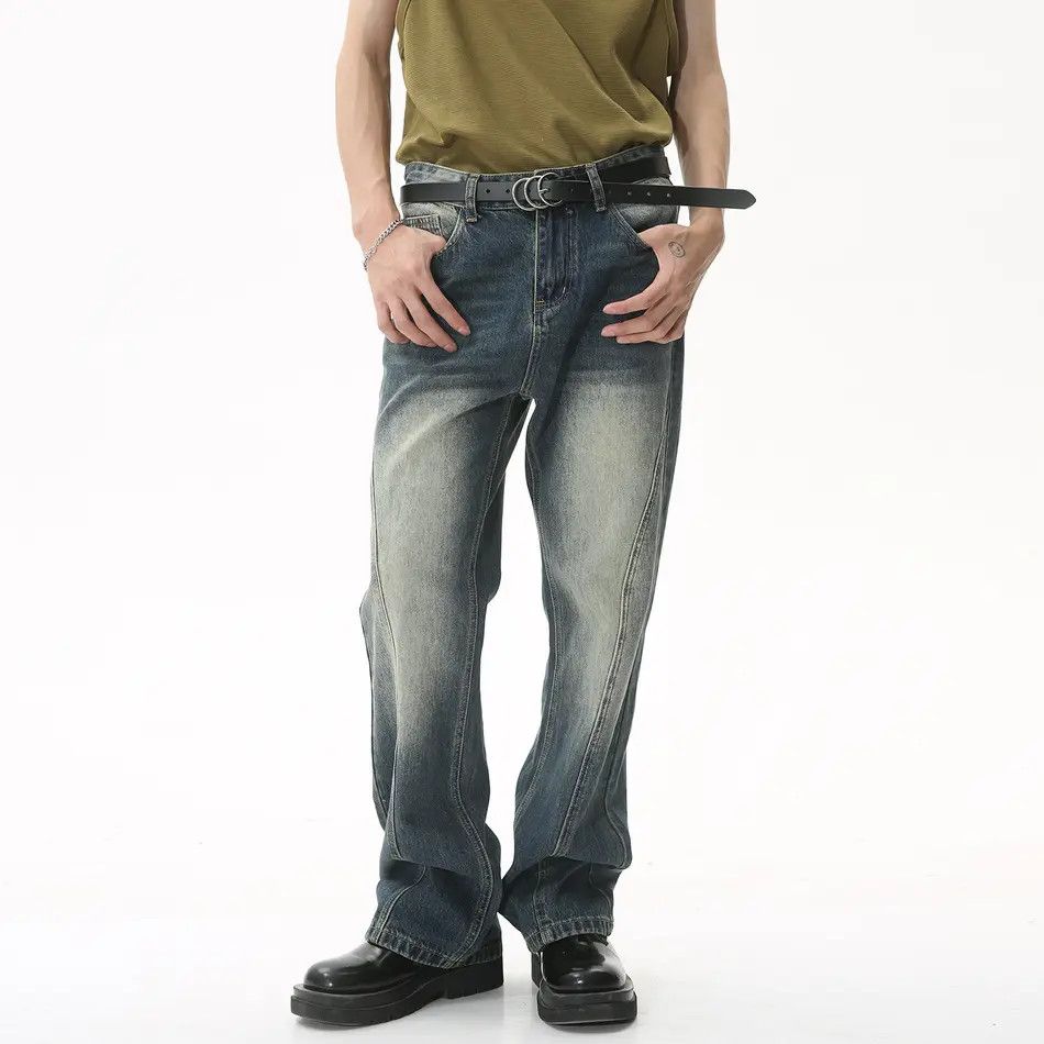 Japanese Brand Retro loose straight leg spliced jeans Size US 32 / EU 48 - 6 Thumbnail