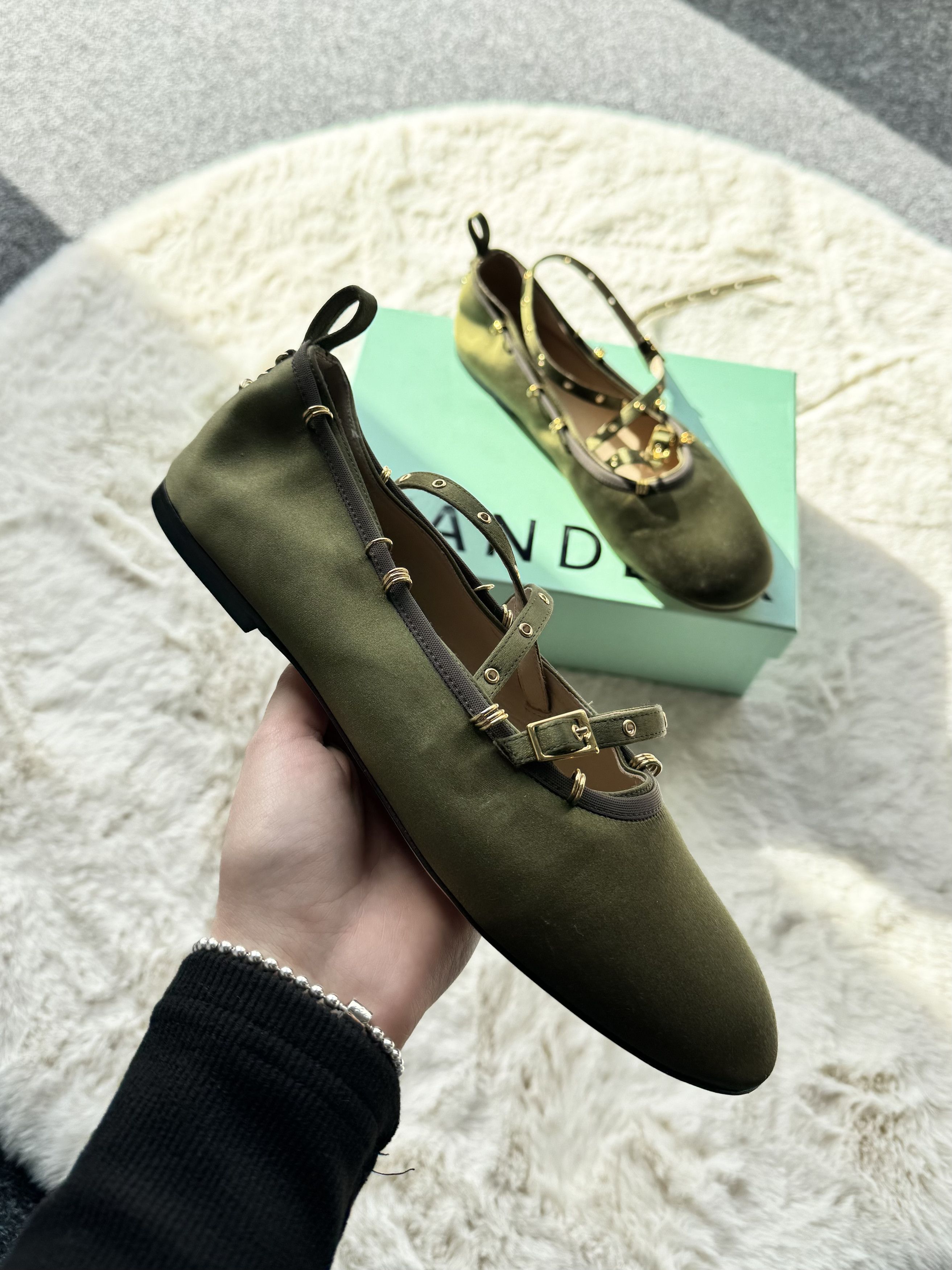 Wandler Wandler green khaki ballet flats with ankle fastening 40 Size US 10 / IT 40 - 1 Thumbnail