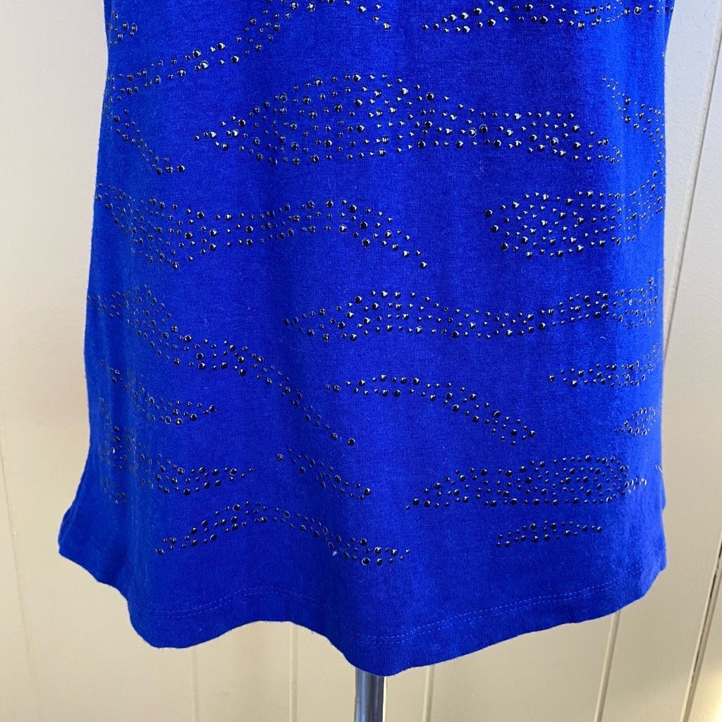 Other Peter Nygard women M v-neck short sleeve studded top blue Size M / US 6-8 / IT 42-44 - 2 Thumbnail