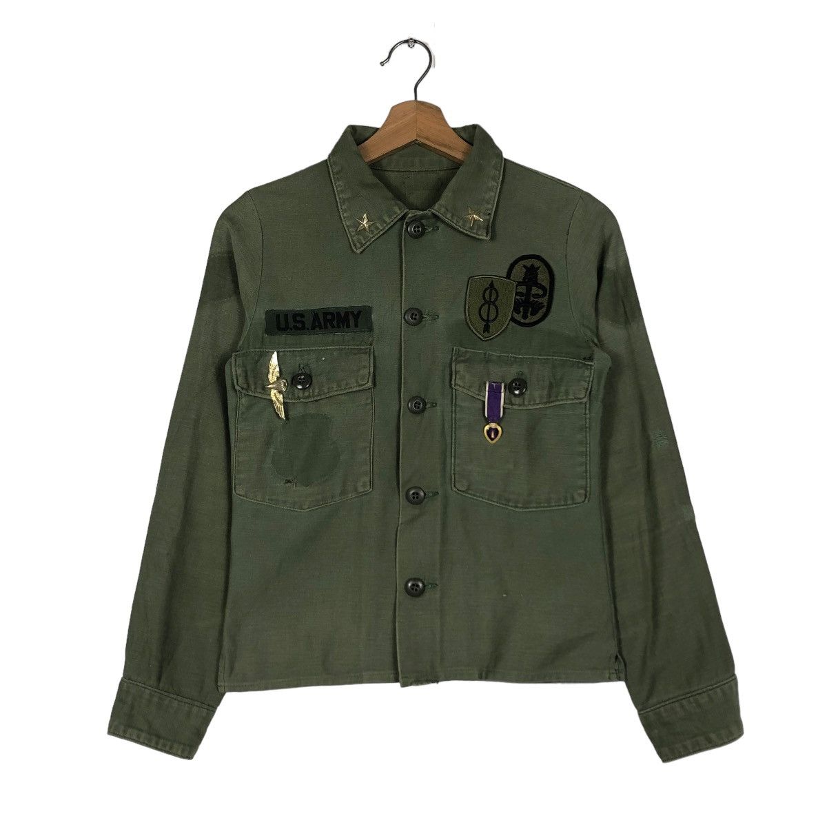 Vintage 📌TRUE VINTAGE 60s OG-07 SHIRT JACKET CHORE MILITARY US ARMY Size US M / EU 48-50 / 2 - 2 Thumbnail