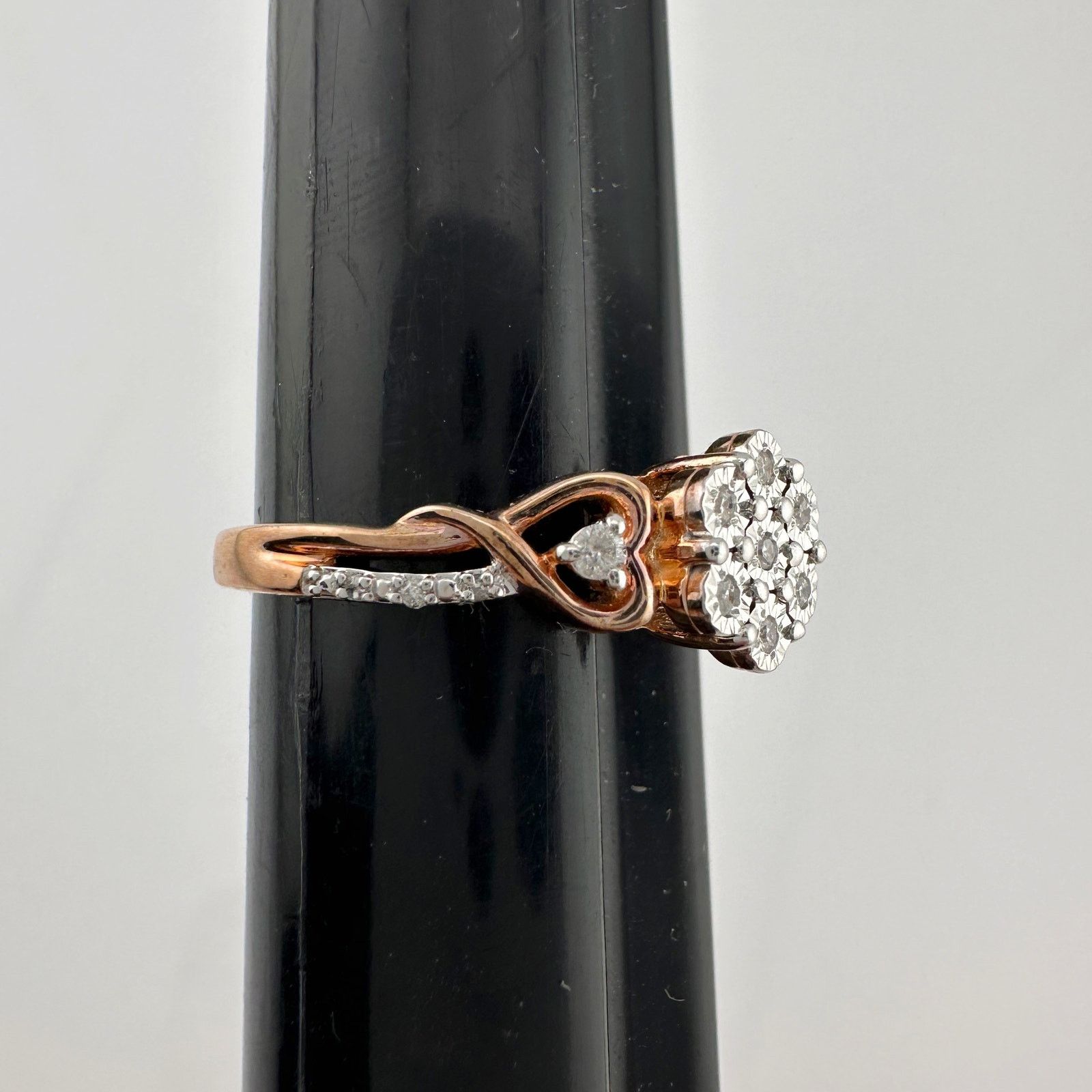Other Two Tone Diamond Cluster Ring with Hearts on sides - size 7 Size ONE SIZE - 14 Thumbnail