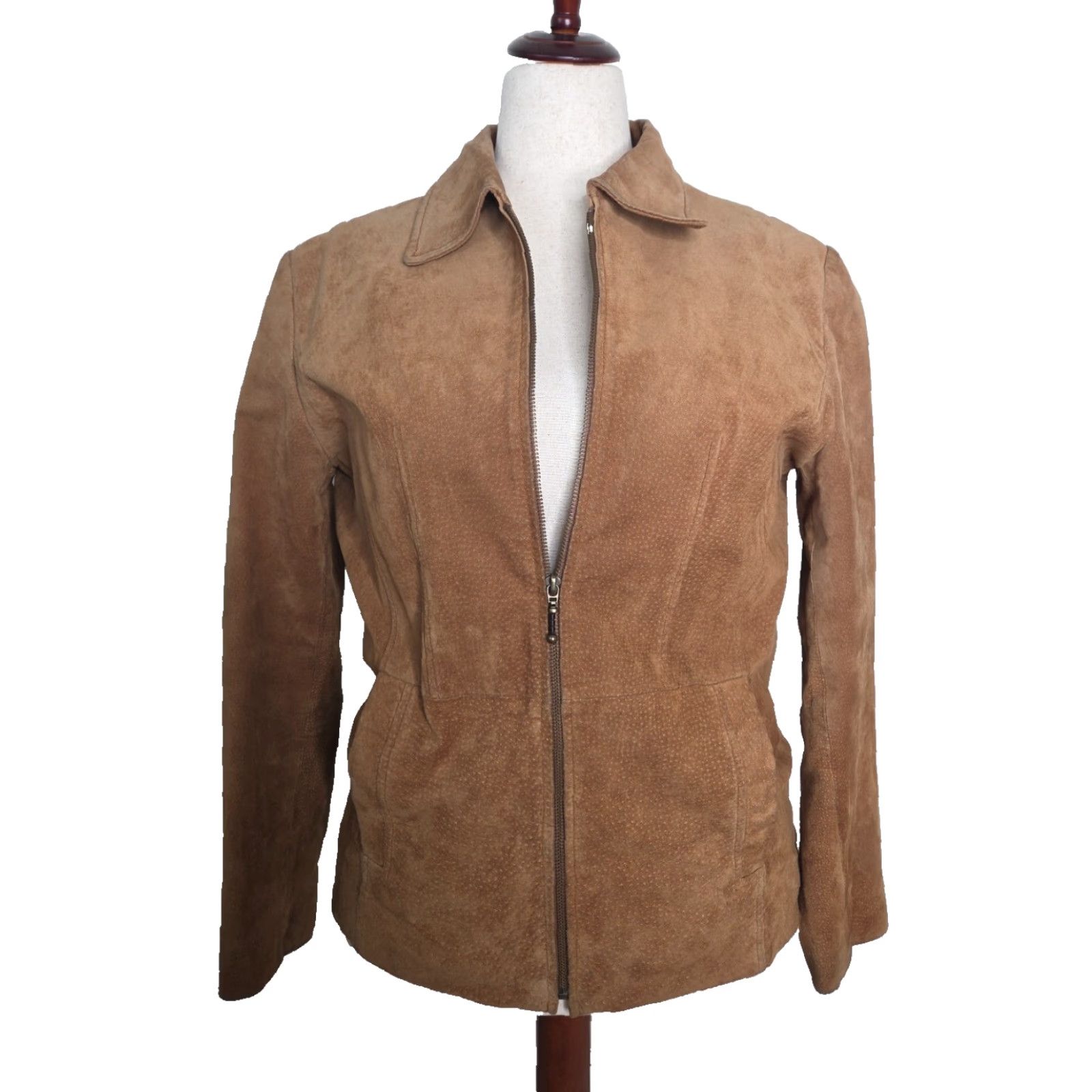 Vintage VINTAGE Leather Suede Jacket Women’s L Tan Brown Classic Fit Coat Size L / US 10 / IT 46 - 2 Thumbnail