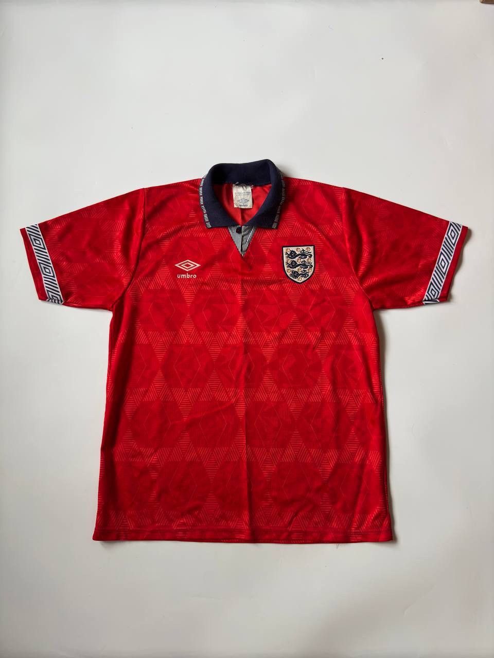 Umbro England Away Football Shirt Soccer Jersey Red 1990/92