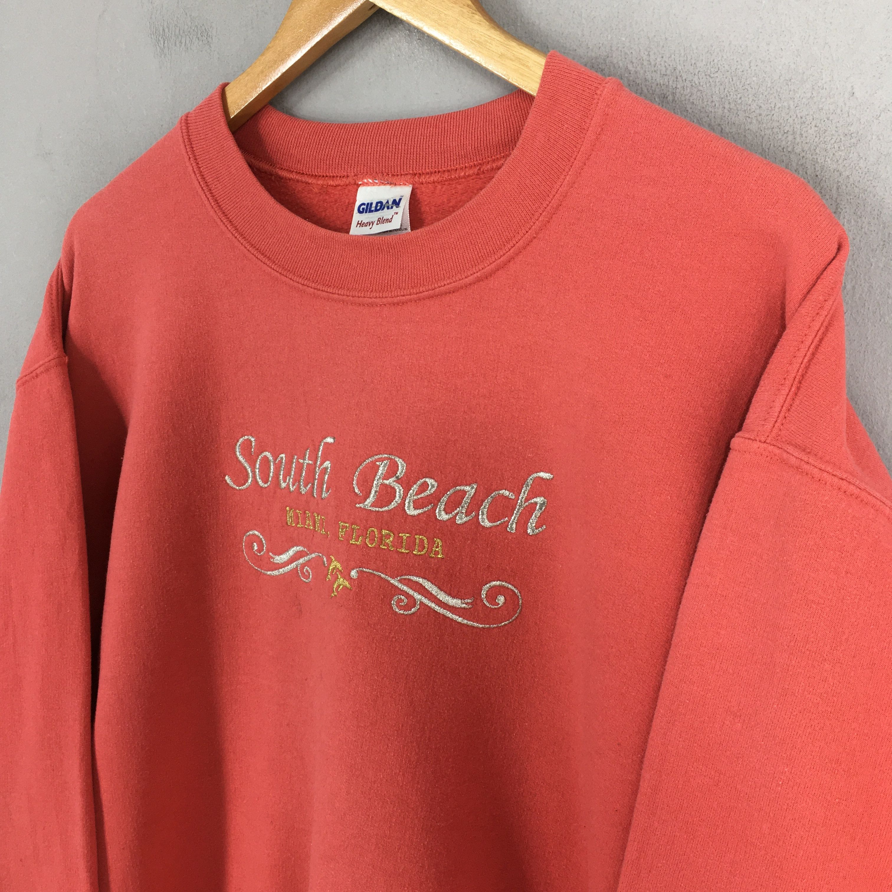 Vintage Vintage South Beach Florida Red Sweatshirts Medium Size US M / EU 48-50 / 2 - 3 Thumbnail