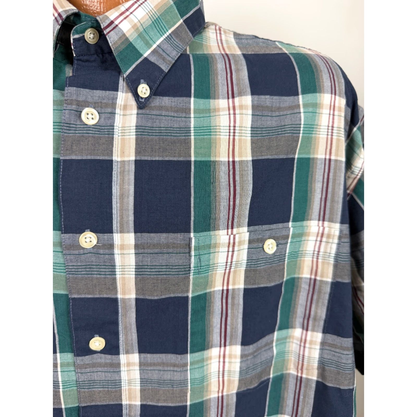 Pierre Cardin VINTAGE Pierre Cardin Button Down Shirt Men XXL Navy Blue Plaid Casual 80s 90s Size US XXL / EU 58 / 5 - 5 Thumbnail