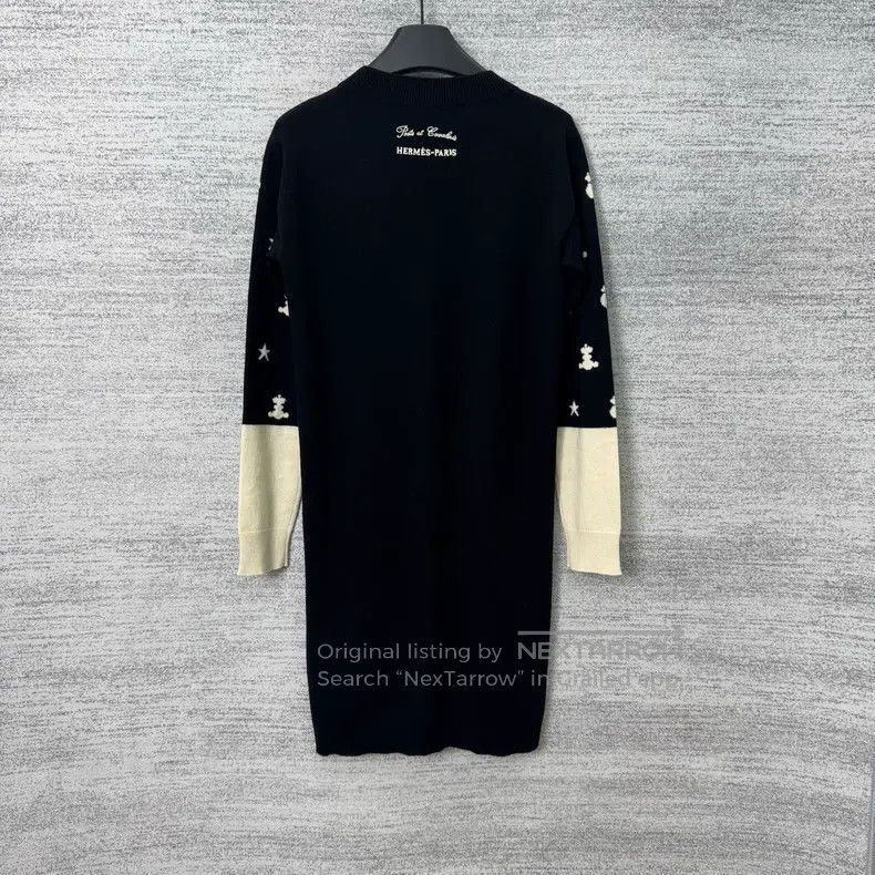 Hermes Hermes Black and White Colorblocked Knitted Long Sleeve Dr Size XXS / US 00 / IT 34 - 3 Thumbnail