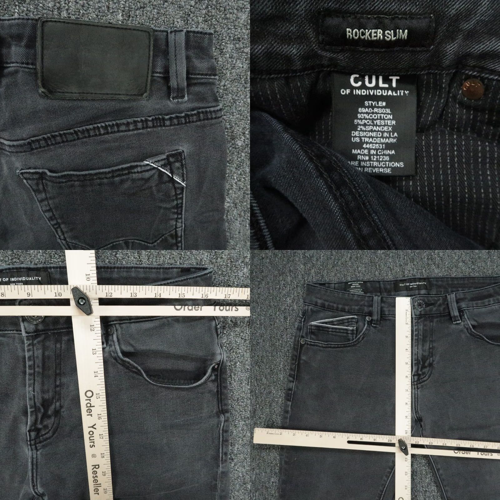 Cult Of Individuality VINTAGE Cult of Individuality Jeans Mens 32x33 Black Rocker Slim 5-Pocket Denim Straight Size US 32 / EU 48 - 8 Thumbnail