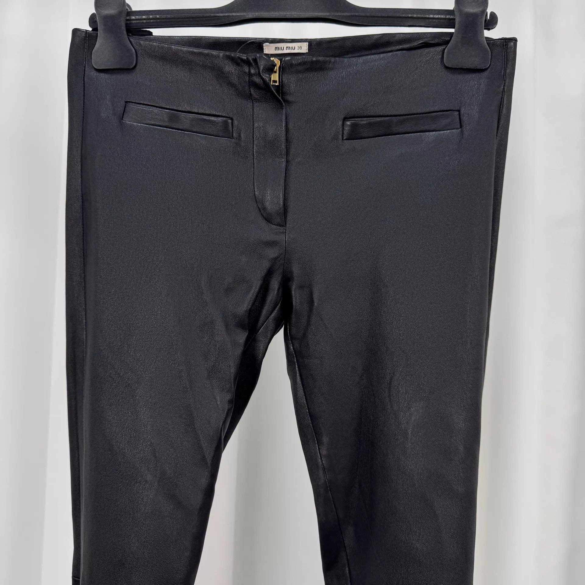 Miu Miu MIU MIU Black Leather Trousers 38 98 New KL11407 Size 26" / US 2 / IT 38 - 3 Thumbnail