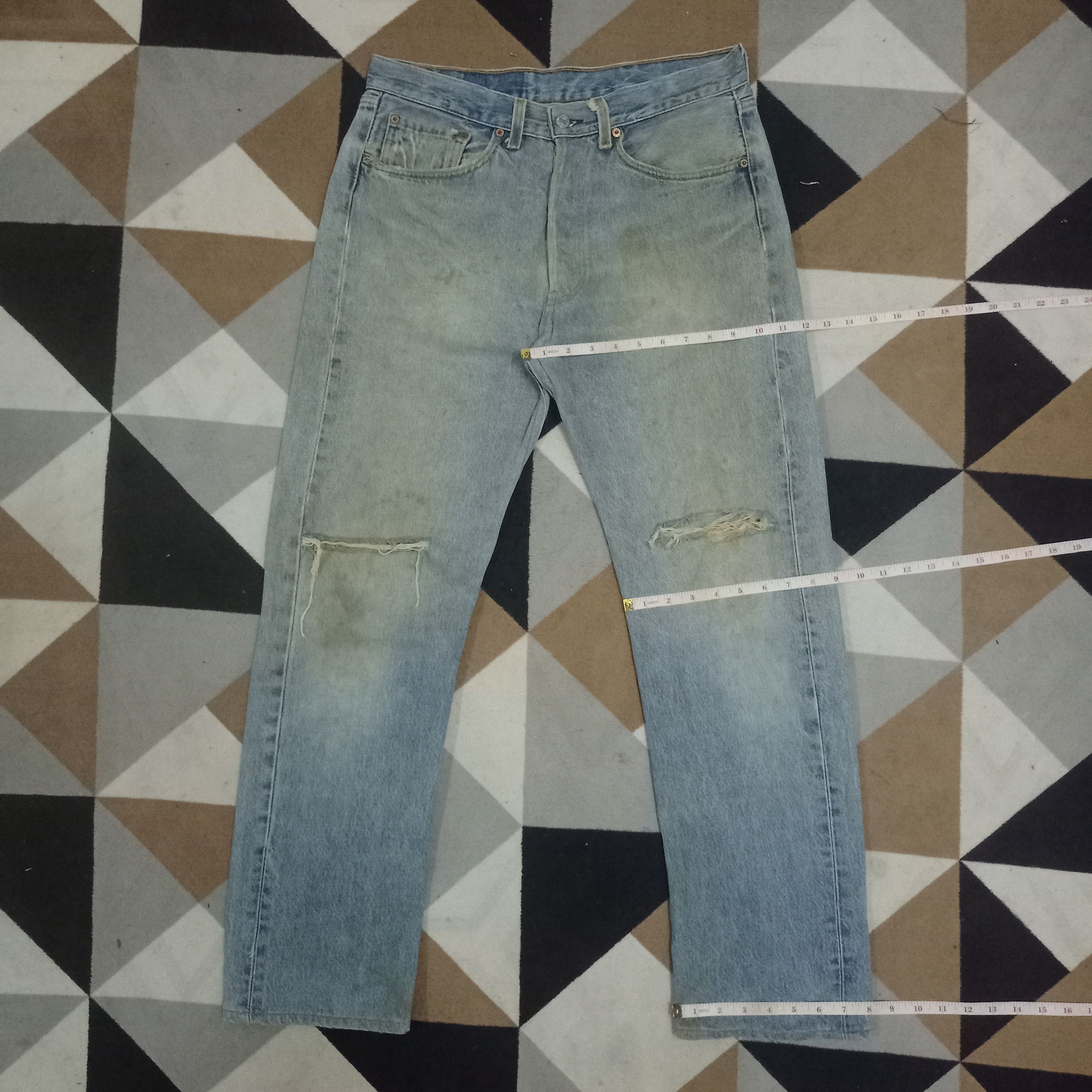 Levi's Vintage 90s Levis 501 Mud Wash Distressed Loose Jeans 32x29 Size US 32 / EU 48 - 12 Thumbnail